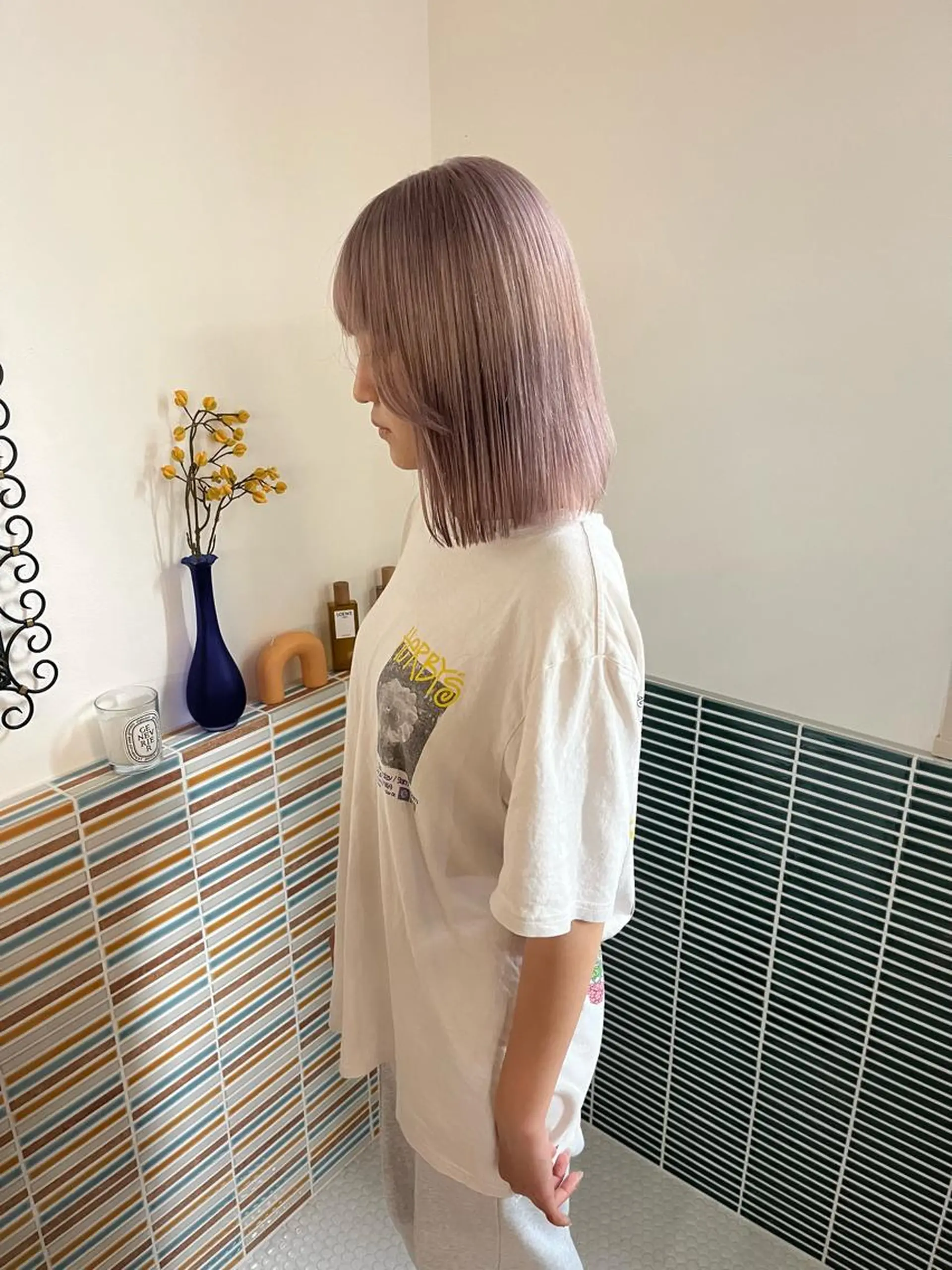 ミディアム カラー ベージュカラー ブリーチ ヘアカラー トリートメント 🩷ハイトーン透明感 レイヤー🩷ユリカのヘアスタイル