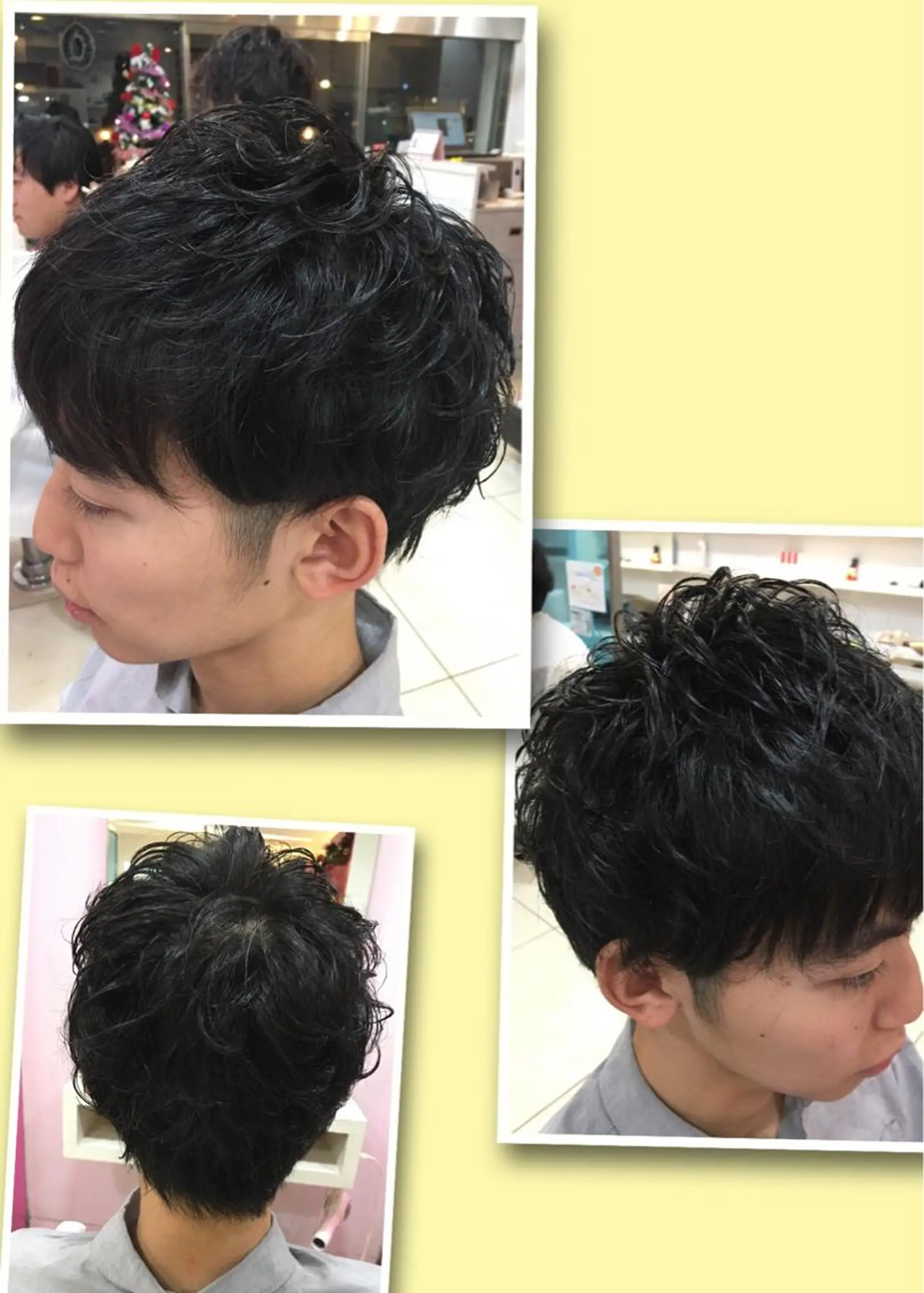 ショート パーマ メンズ 髪質改善× 白髪ぼかし溝江のヘアスタイル