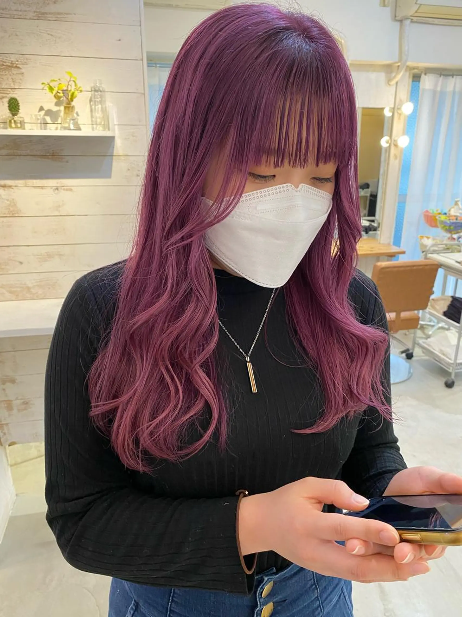 ロング ブリーチなしカラー ダブルカラーエクステのヘアスタイル