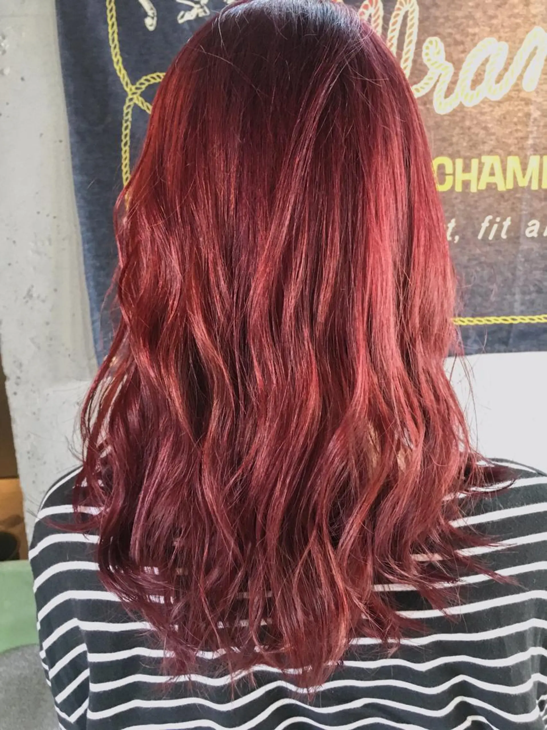 セミロング カラー レッドカラー 代表 中島貴志のヘアスタイル