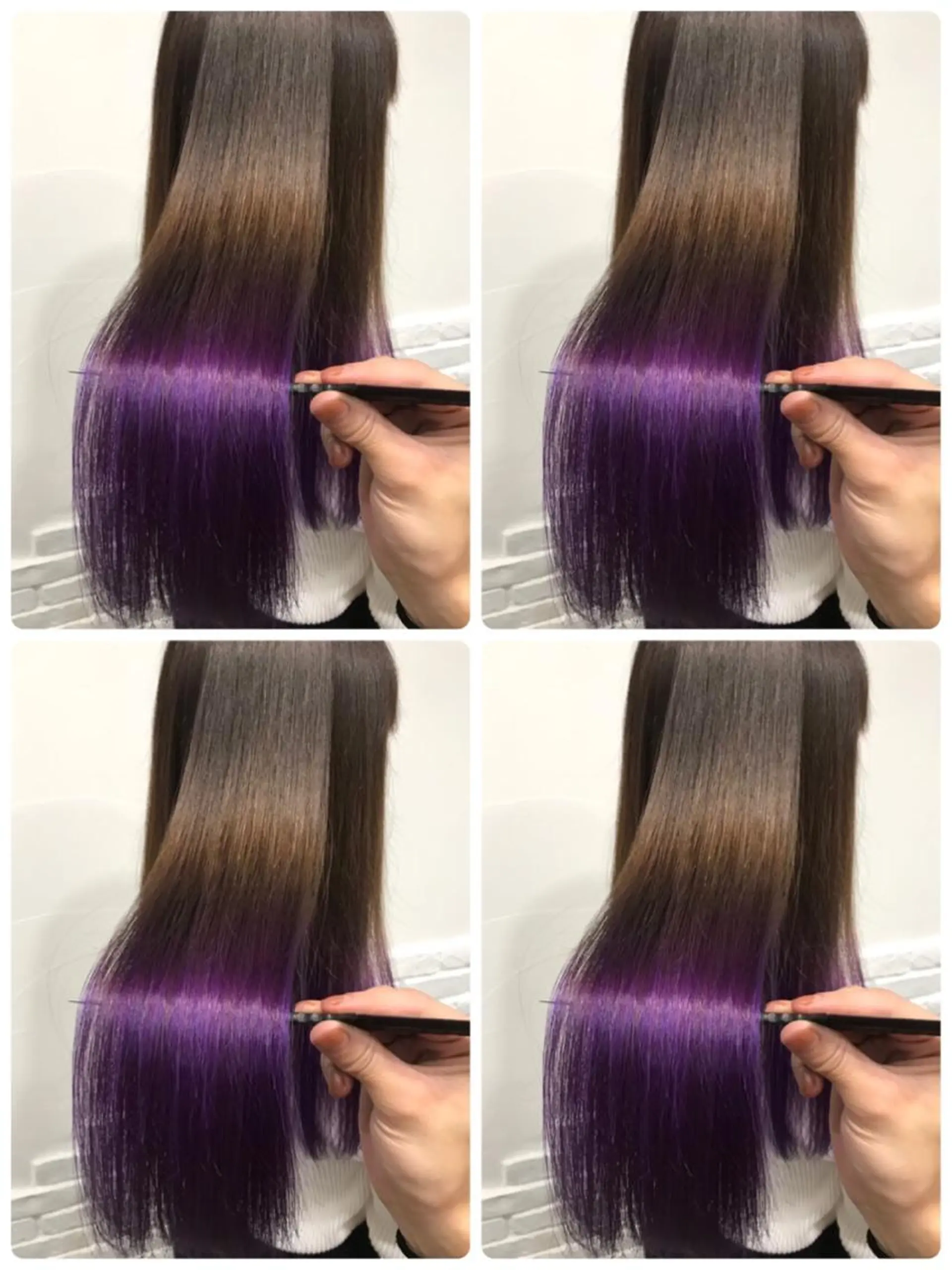 ロング カラー カット 縮毛矯正 トリートメント JuNブリーチに 縮毛矯正するプロのヘアスタイル