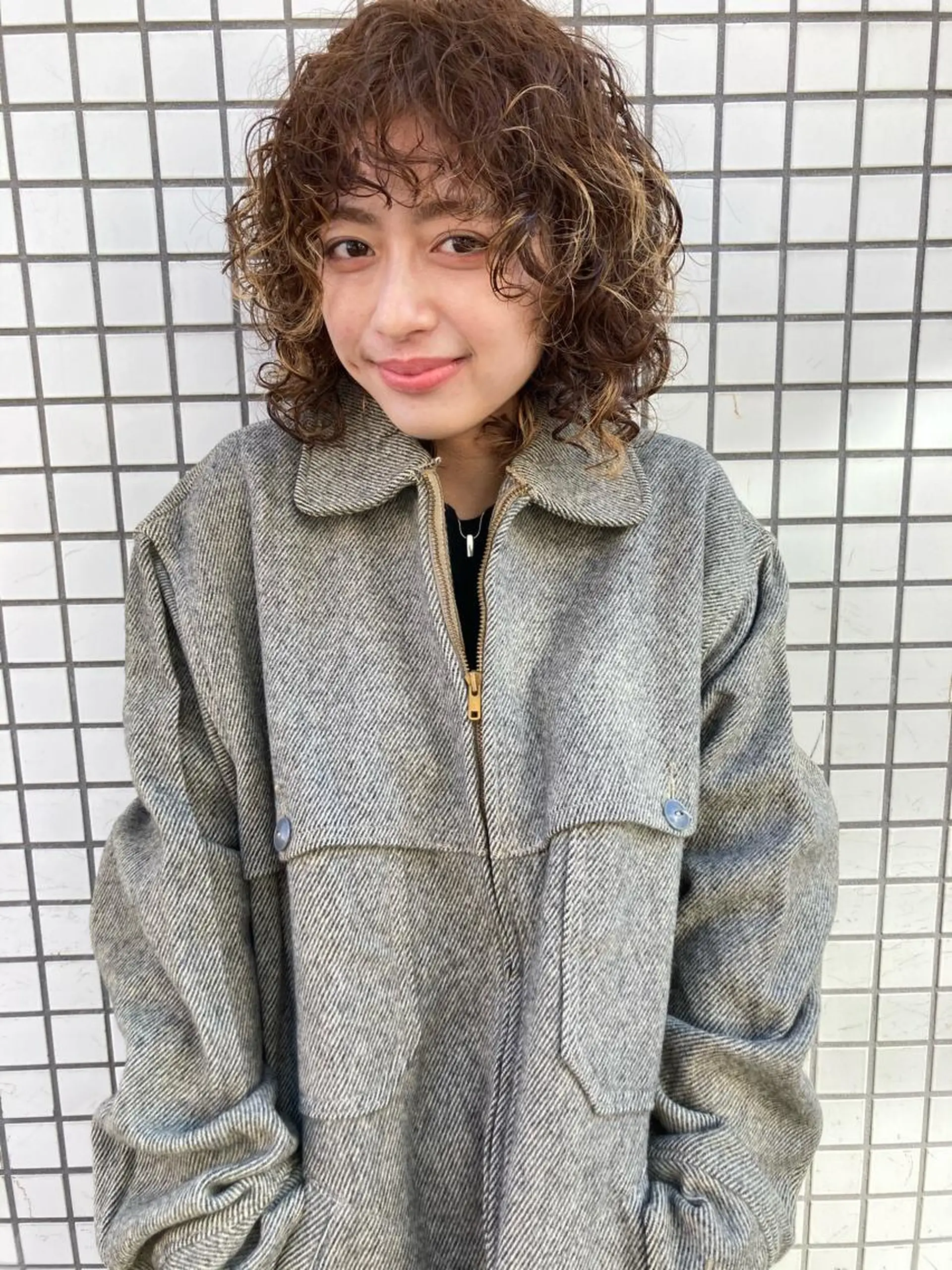 ミディアム ミディアムパーマ 金田 夏野のヘアスタイル