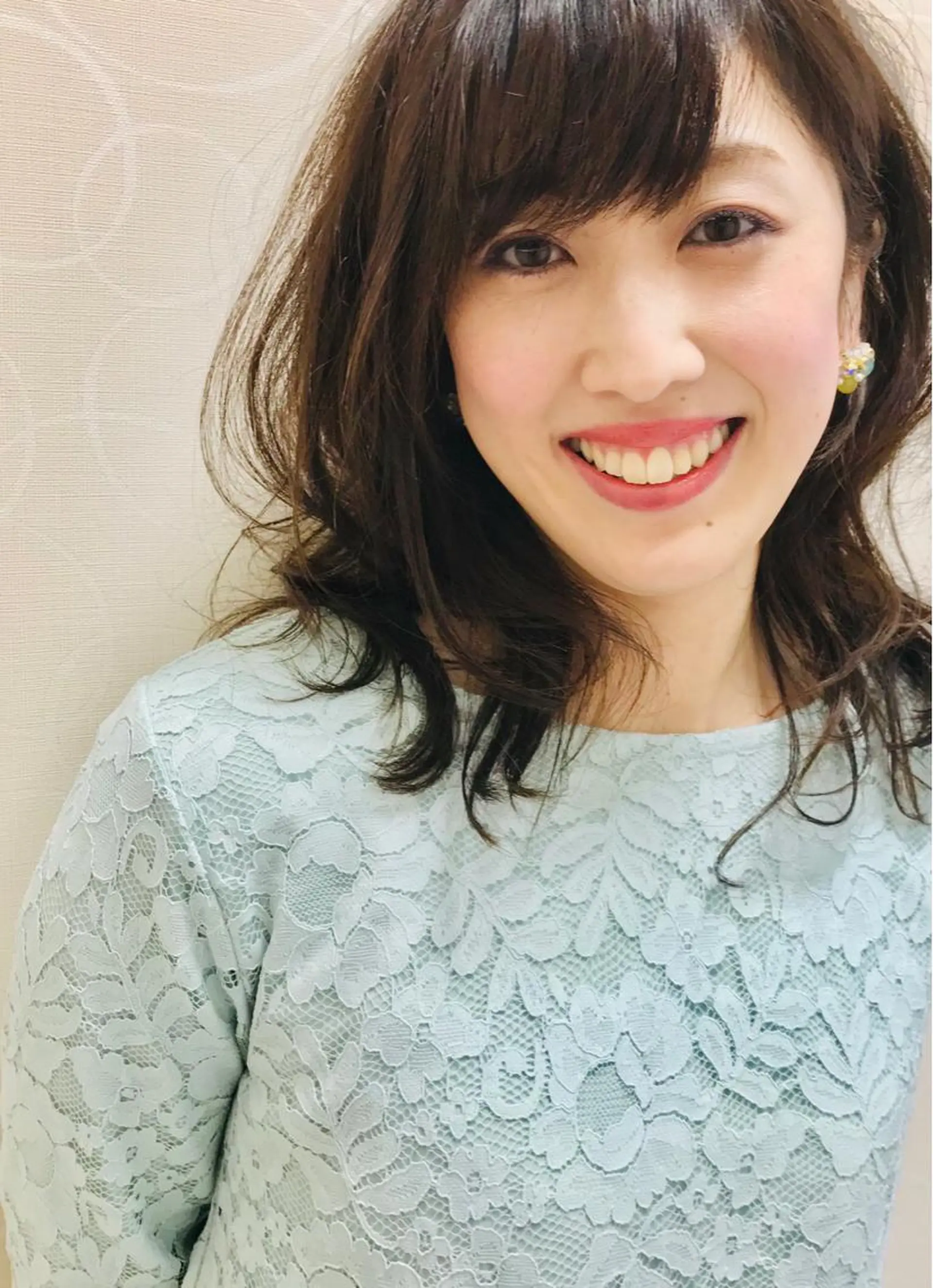 セミロング カラー パーマ セミロングパーマ くびれヘア ママ美容師 ＊ヒマワリのヘアスタイル