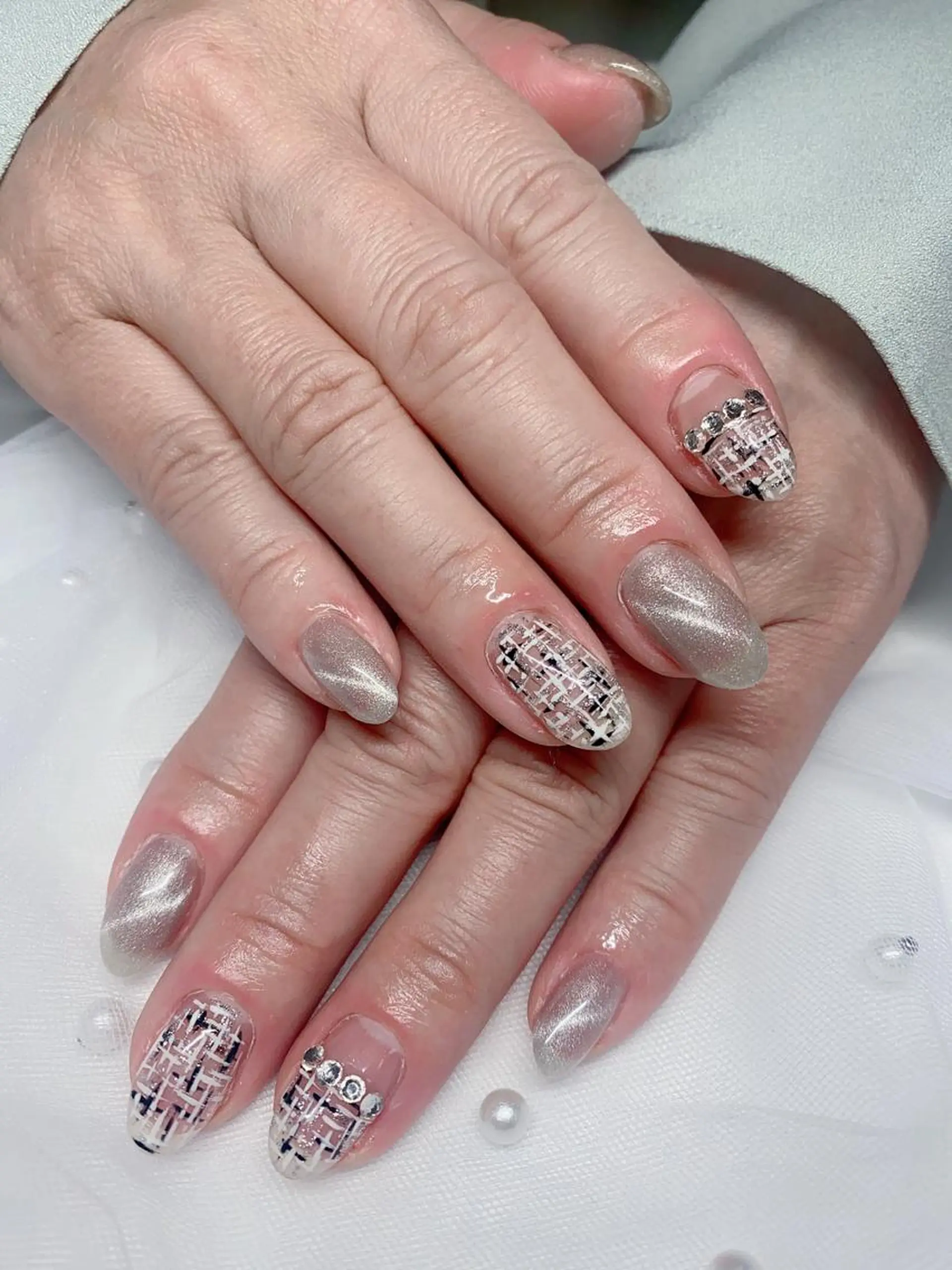 ネイル ツイードネイル ハンドネイル Jasmine nailsalon所属・ジャスミン ネイルサロンのネイルデザイン