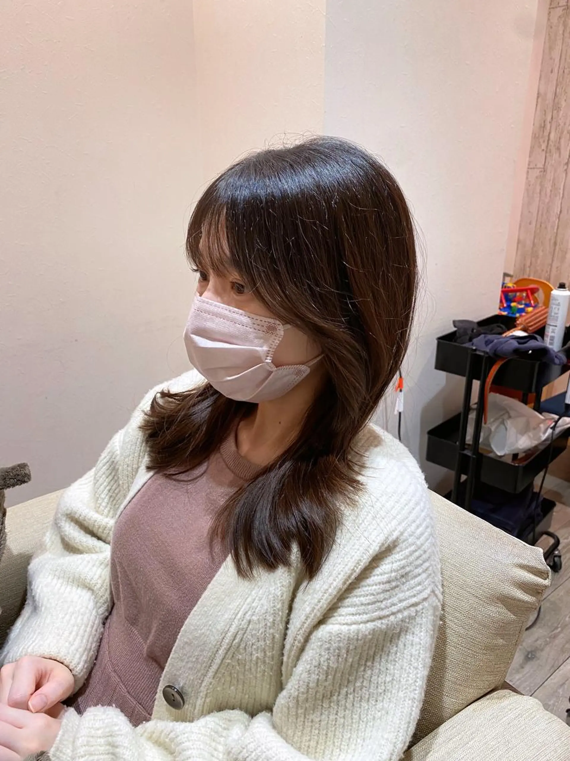 ミディアム くびれヘア 韓国風ヘア 小顔カット カット 韓国トレンドヘア しゅーやのヘアスタイル