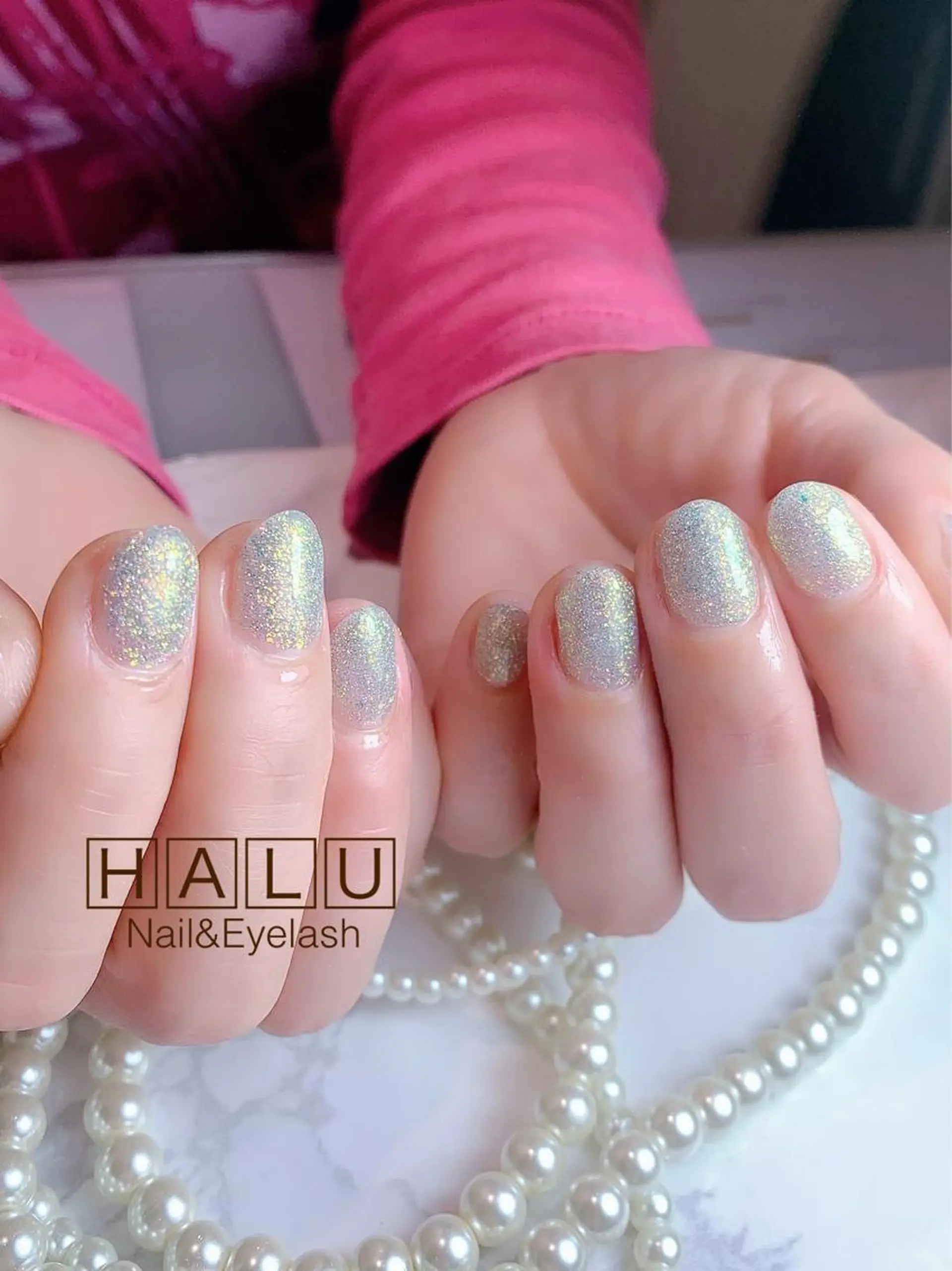 ネイル グリーン ラメ(グリッター) HALU ハルのネイルデザイン