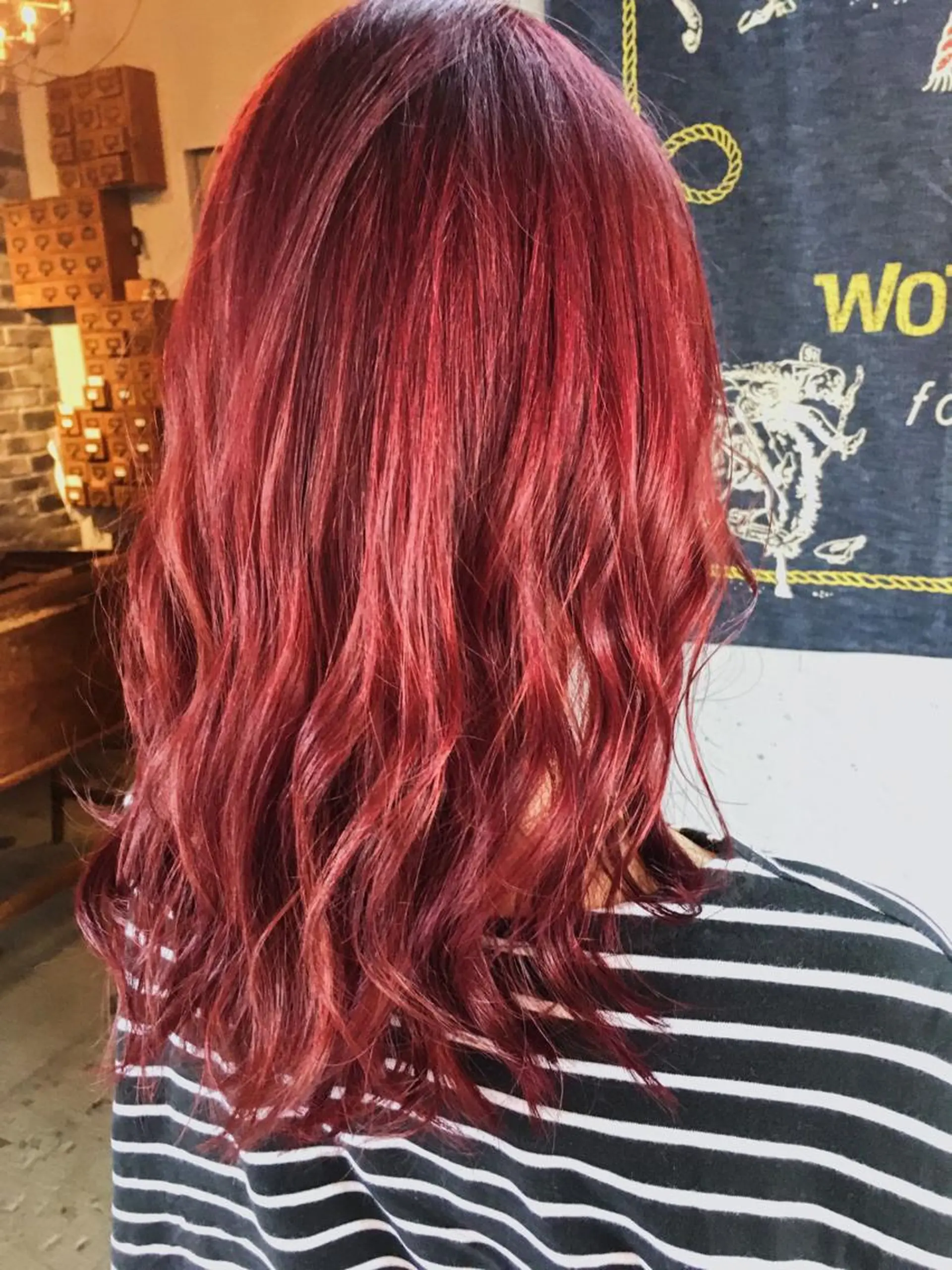 セミロング カラー レッドカラー 代表 中島貴志のヘアスタイル