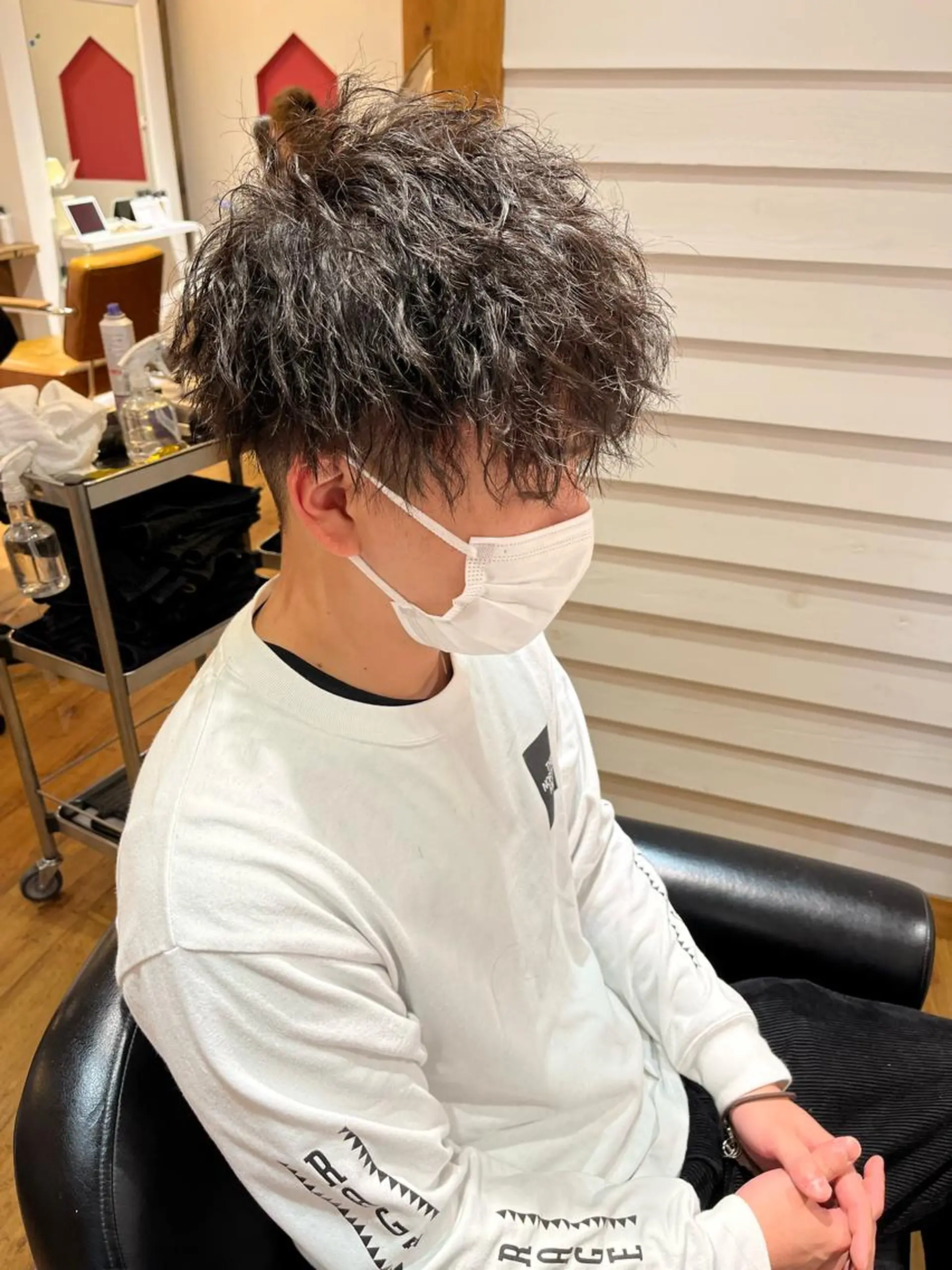 ミディアム パーマ メンズ ミディアムパーマ メンズパーマ カット パーマ AVANCE.難波 店長 松元のヘアスタイル