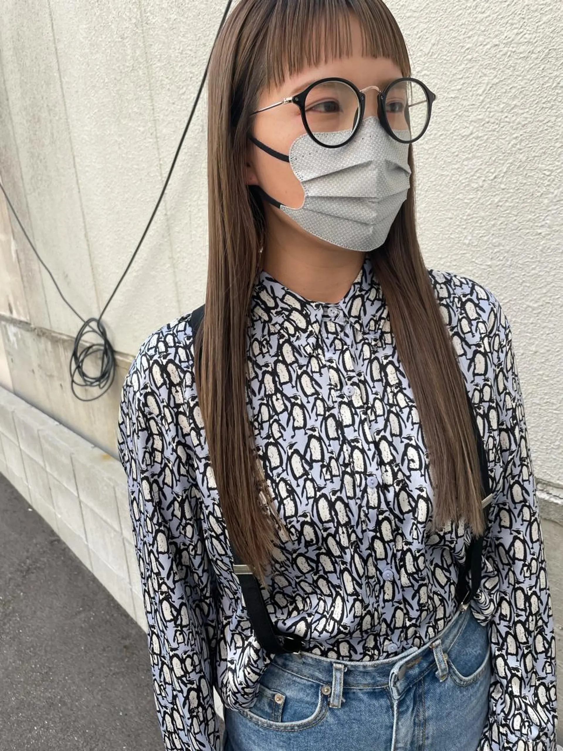 ロング ワイドバング カット ヘアカラー トリートメント さの あやねのヘアスタイル