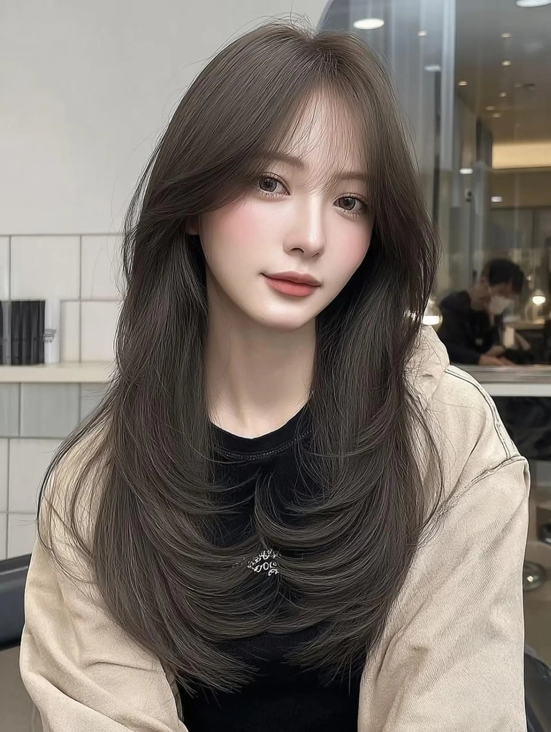 セミロング カット ヘアカラー 髪質改善/レイヤー カット/イソヤトモのヘアスタイル