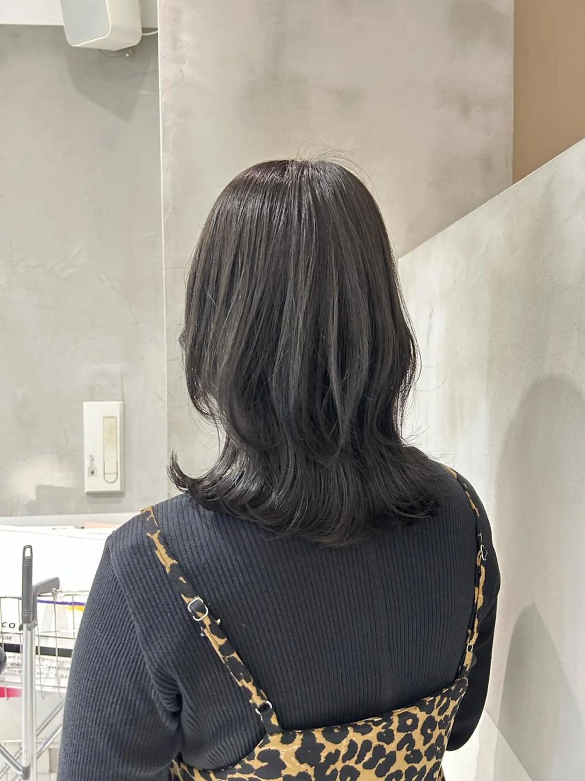 ミディアム カラー 黒髪 ブルーカラー ブルーブラック レイヤーカット カット ヘアカラー トリートメント ヘアセット ナチュラル/韓国💎 haruka 💎のヘアスタイル