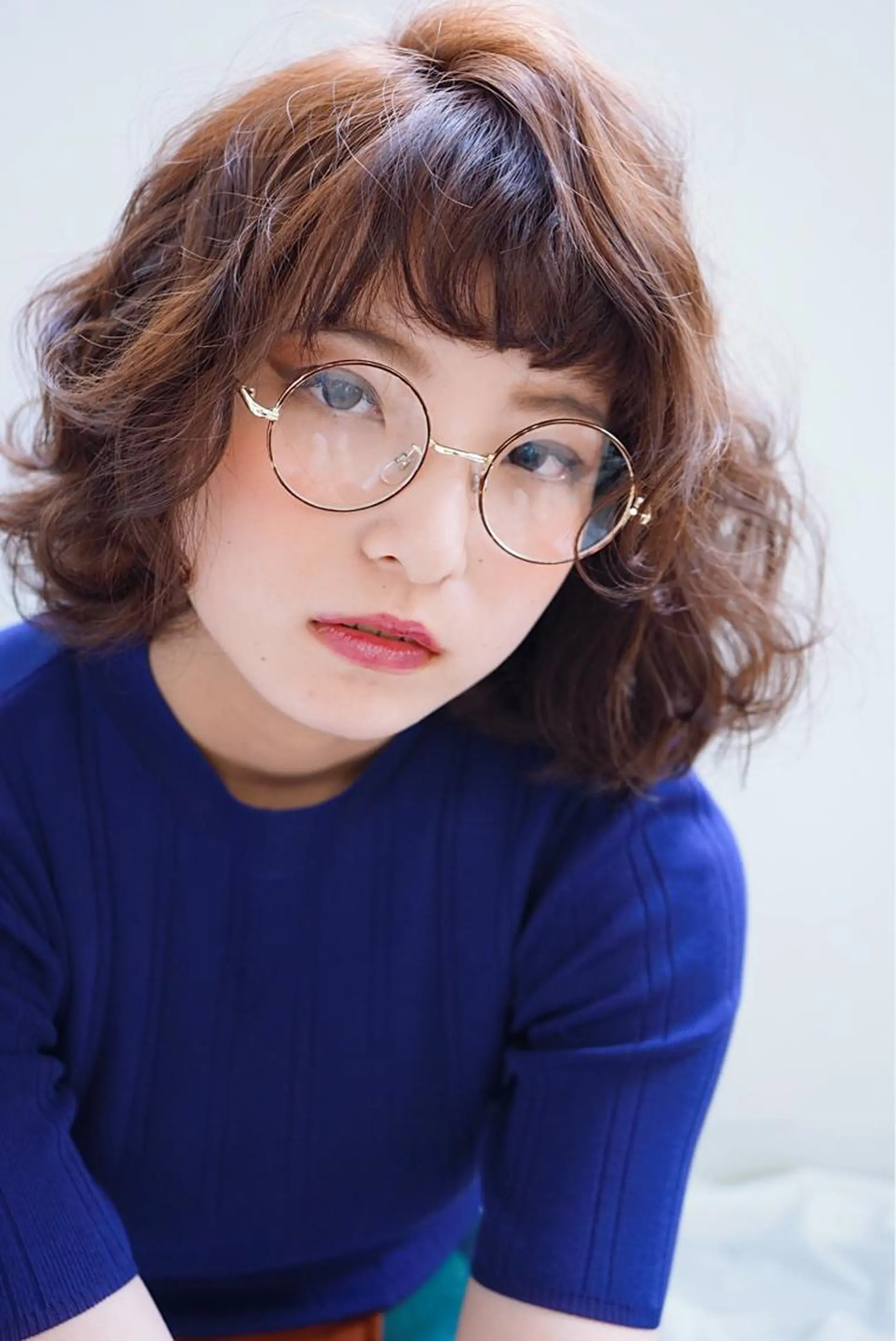 ミディアム カラー パーマ 花井 啓好のヘアスタイル