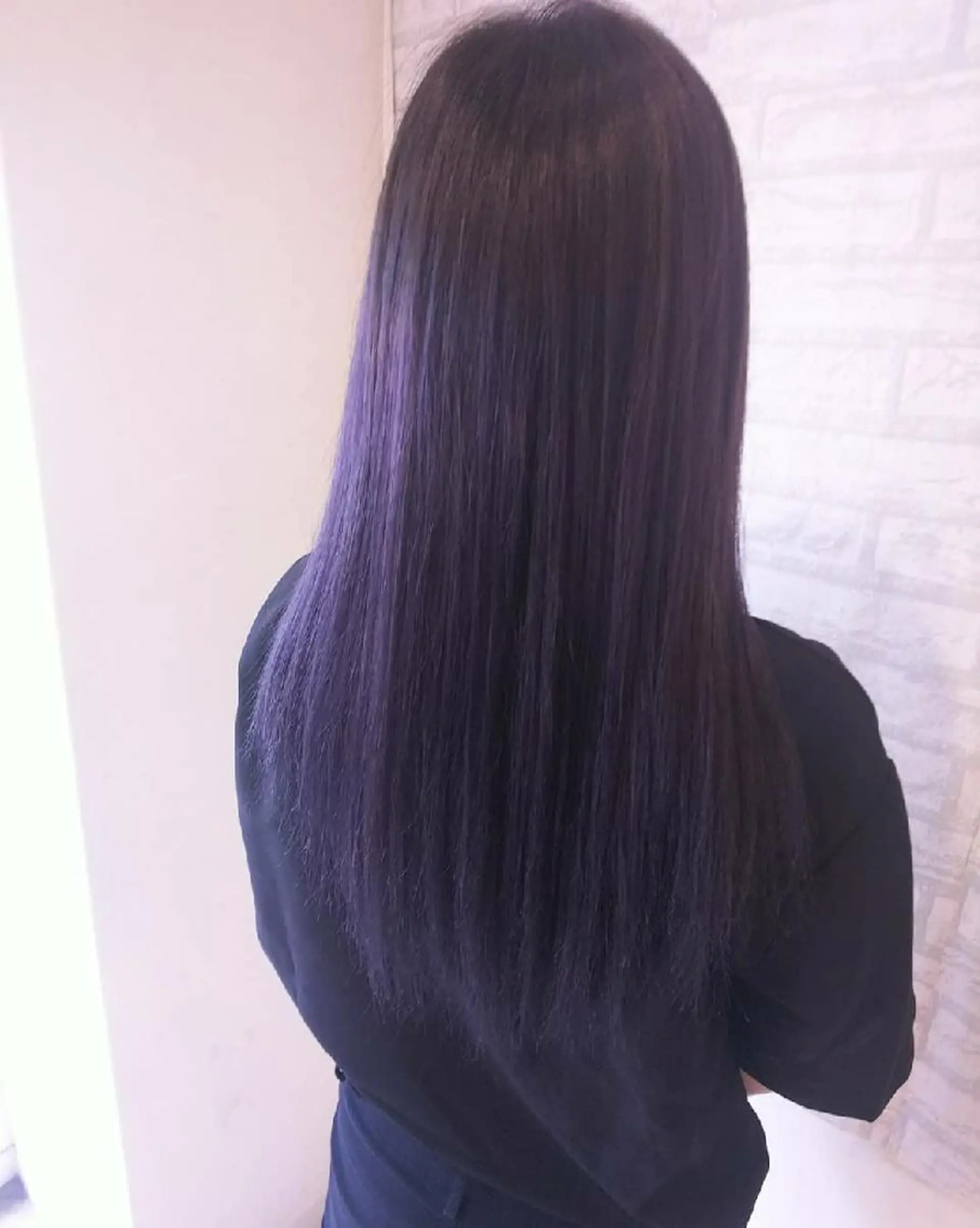 ロング カラー パープルカラー シルバー カット 縮毛矯正 RU RIのヘアスタイル