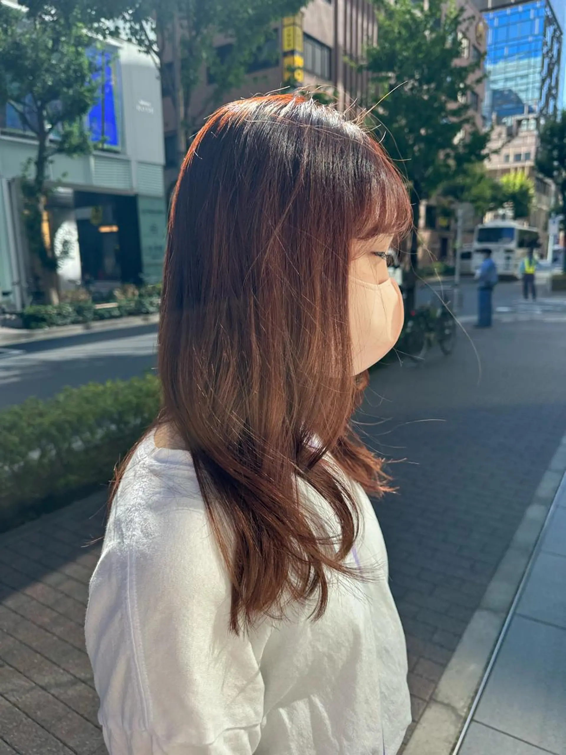 セミロング カラー ヘアアレンジ タイトボブ個性派カラ ーAKANEのヘアスタイル