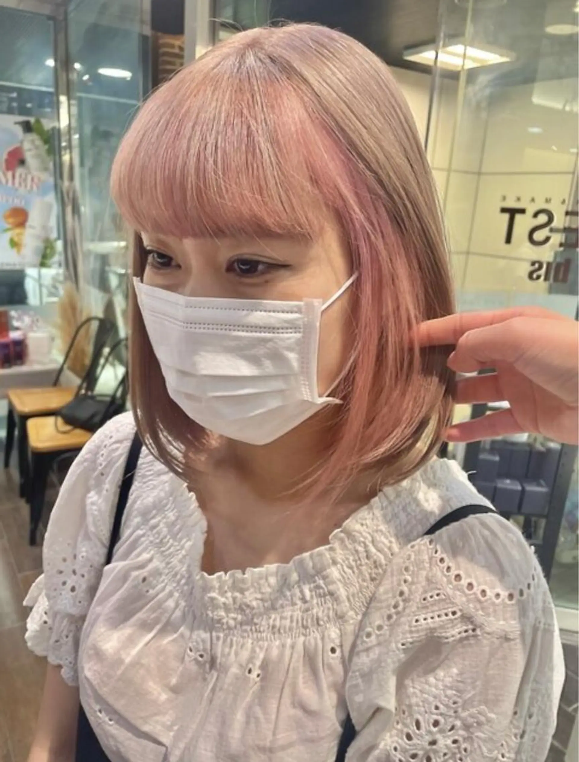 ショート カラー ベージュカラー 黒髪 ブリーチ ブルーカラー ブルーブラック 韓国レイヤー🇰🇷 🤍🎀honokaのヘアスタイル