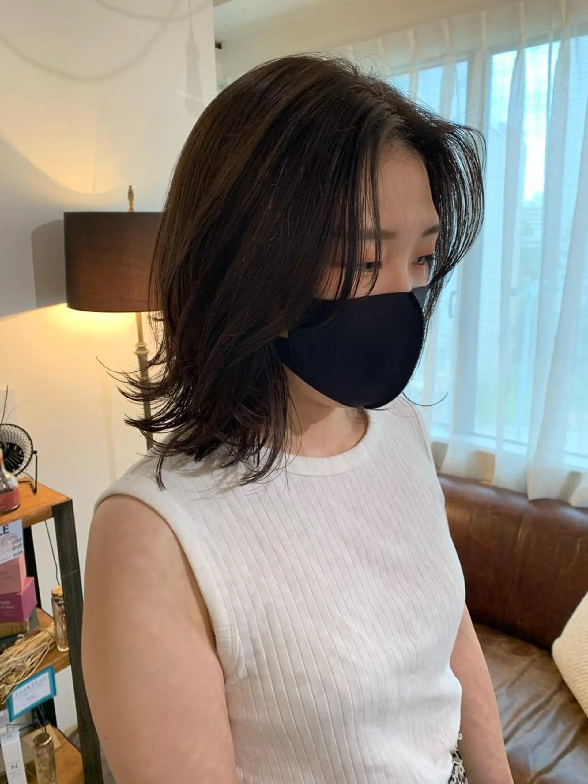 ミディアム カラー ボブレイヤー ボブ レイヤーカット 安村 美奈のヘアスタイル