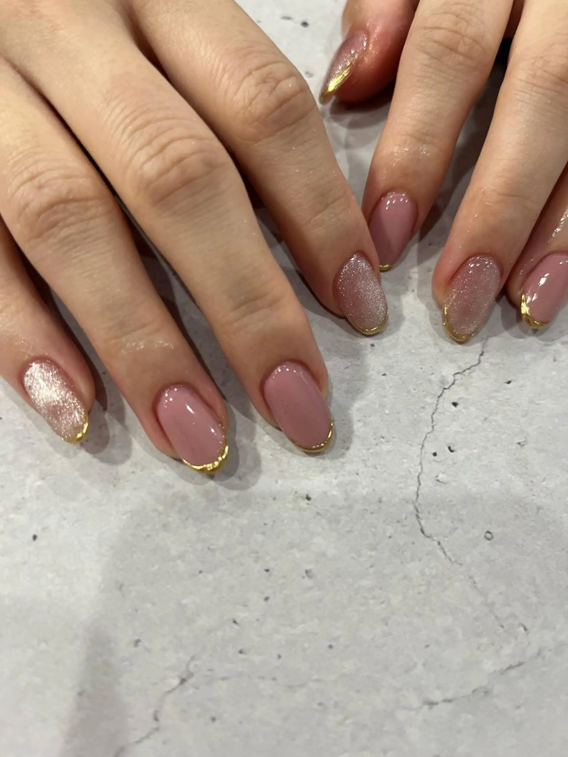 ネイル ミラーネイル 鶴橋wooone nail.rieのネイルデザイン