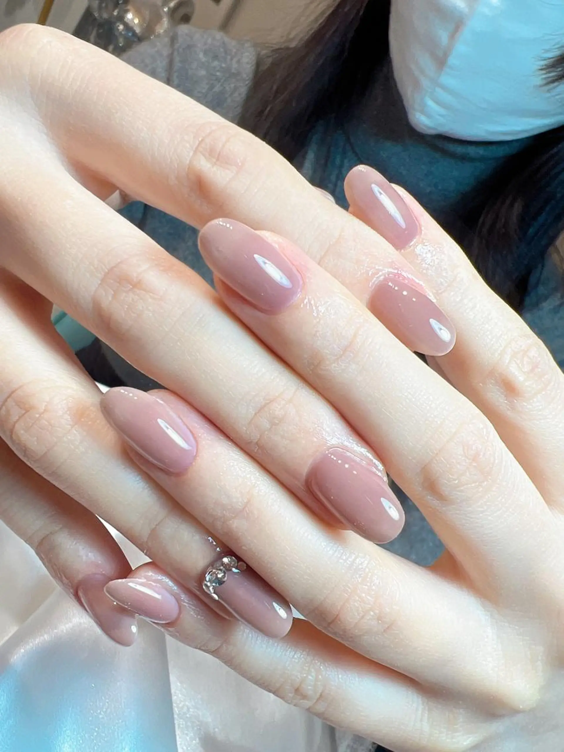 ネイル ジェルネイル ワンカラーネイル bijou nails　蓮のネイルデザイン
