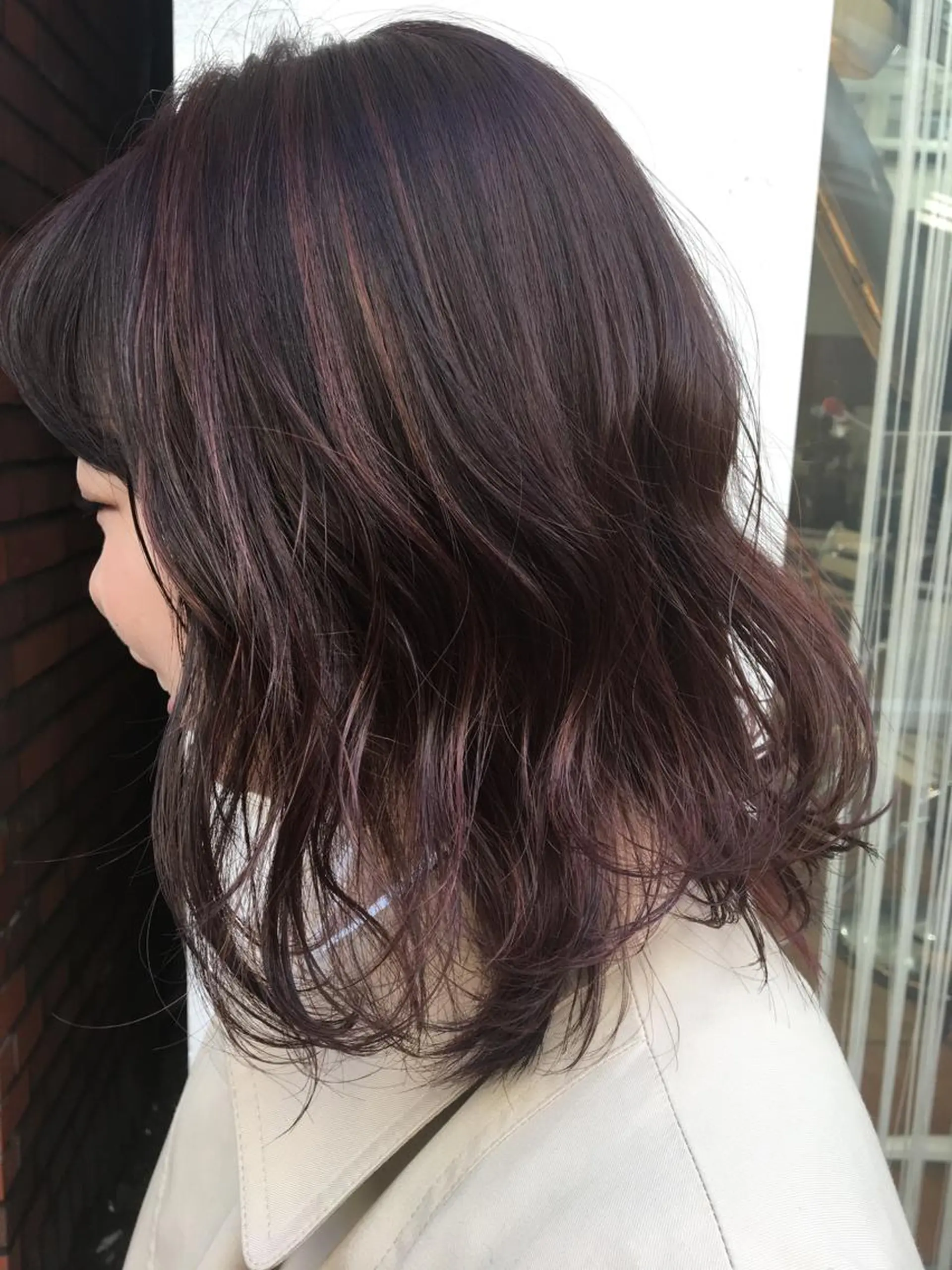 ミディアム カラー ハイライトカラー ピンクカラー ハイライト 狩野 羅夢のヘアスタイル