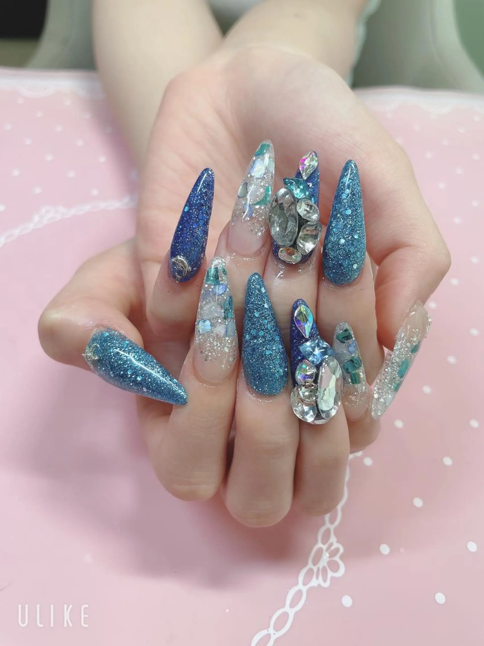 ロング ネイル ストーンネイル ハンドネイル 《LB》ラブリエ Nail&eyeのマツエク・マツパデザイン