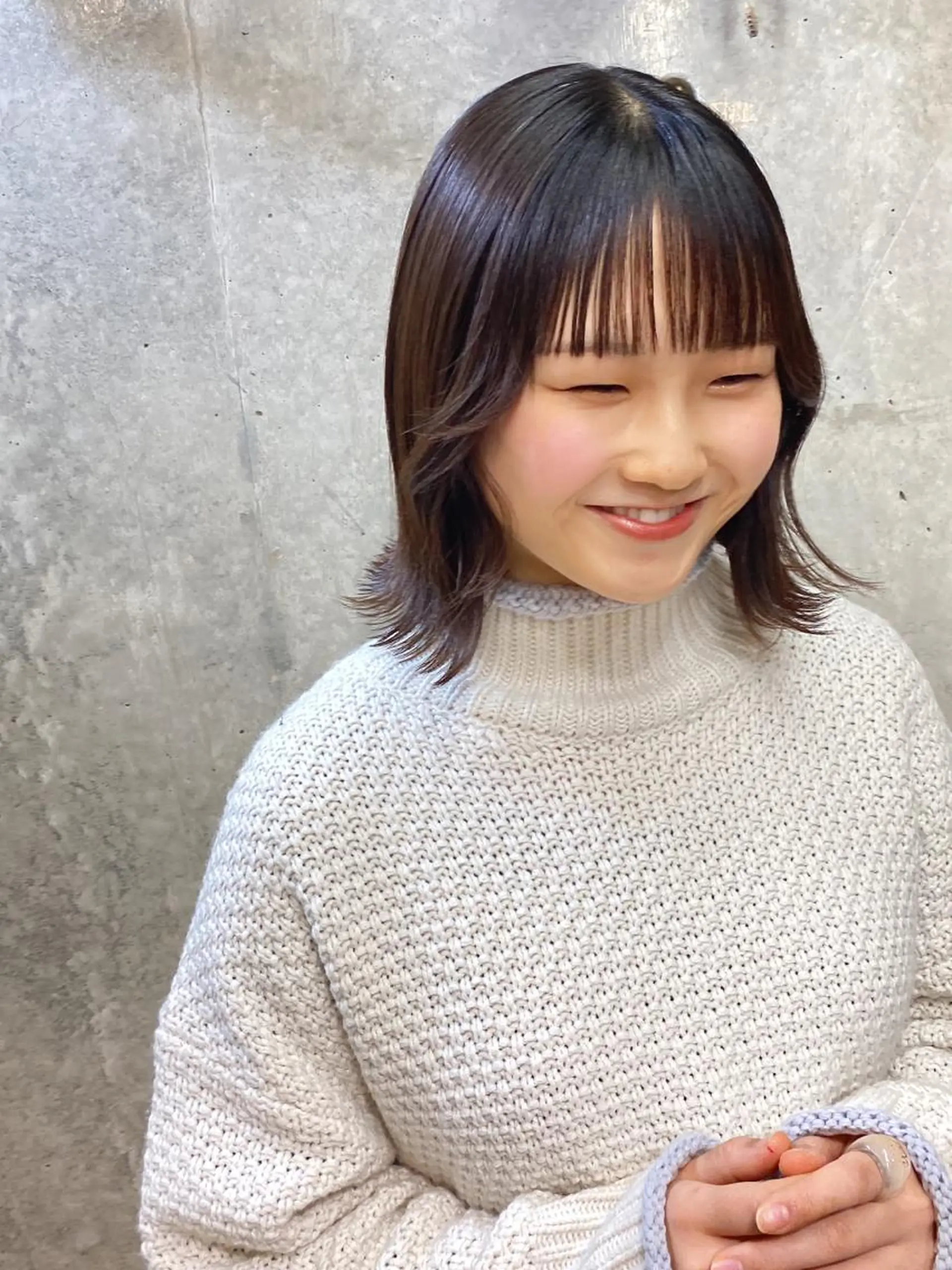ミディアム ボブ 外ハネヘア 梅津 光帆のヘアスタイル