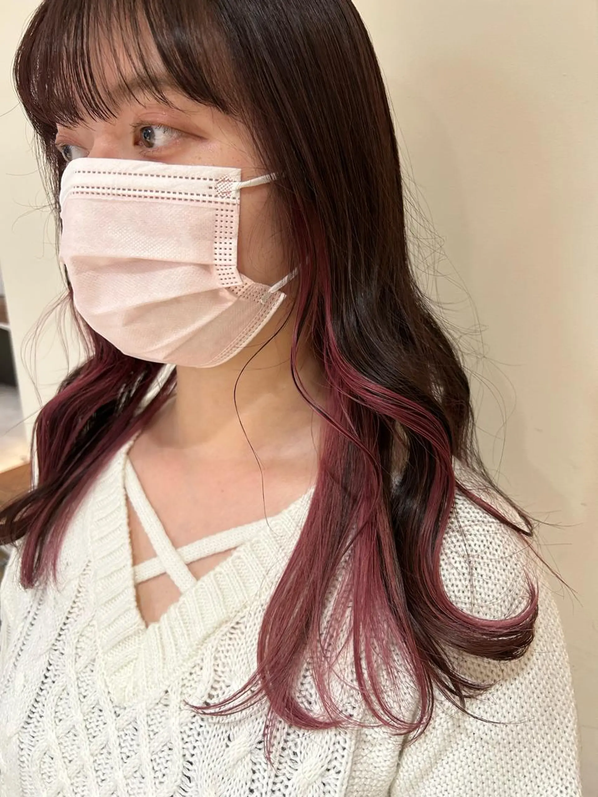 ロング カラー ブラウンカラー イヤリングカラー ピンクカラー ピンクブラウン 関口 桃花🌷 暖色カラーのヘアスタイル