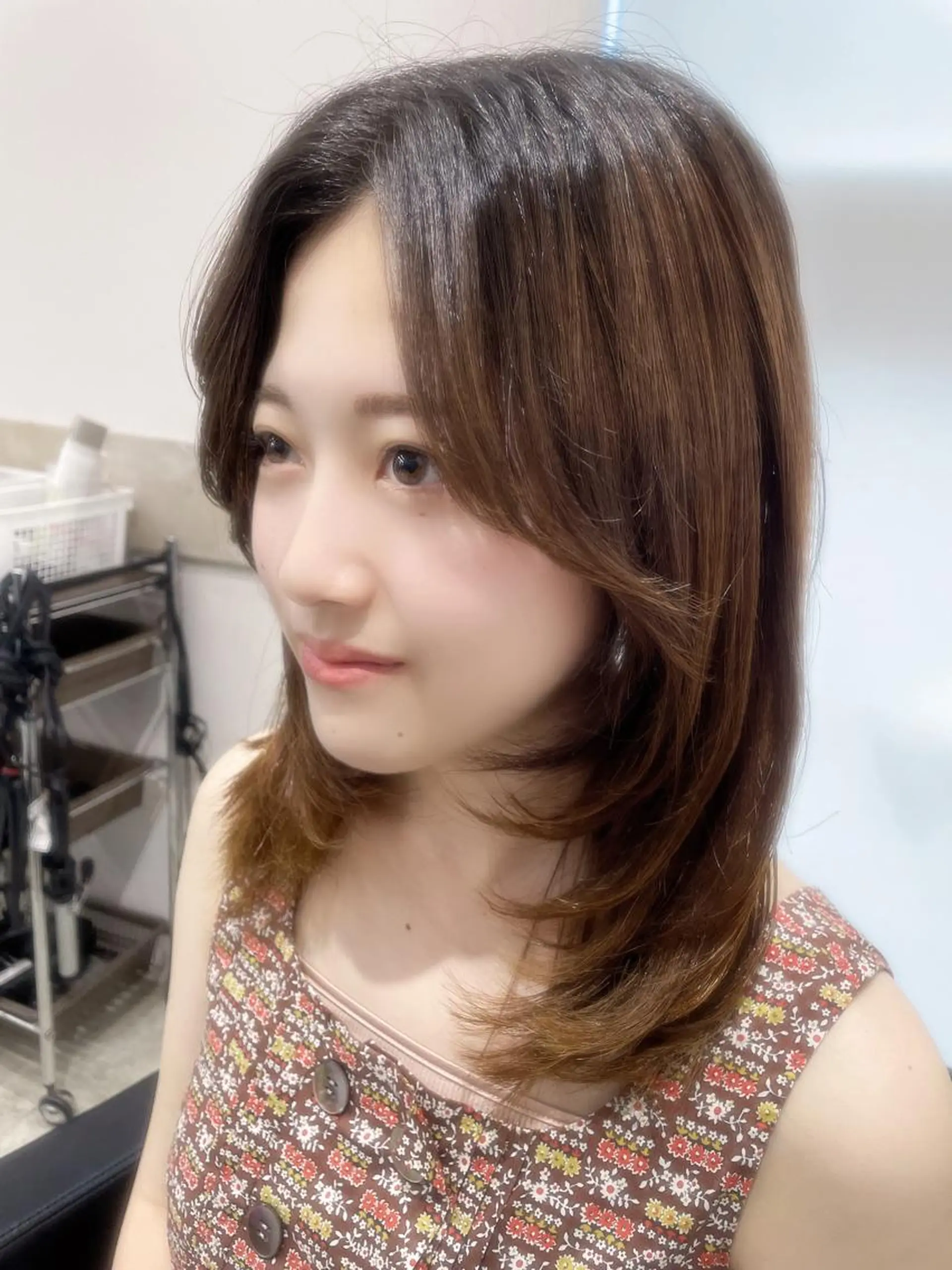 ミディアム ハイレイヤー レイヤーカット トリートメント カット トリートメント ヘアセット 透明感カラー✨艶髪 制作🌱山根あゆみのヘアスタイル