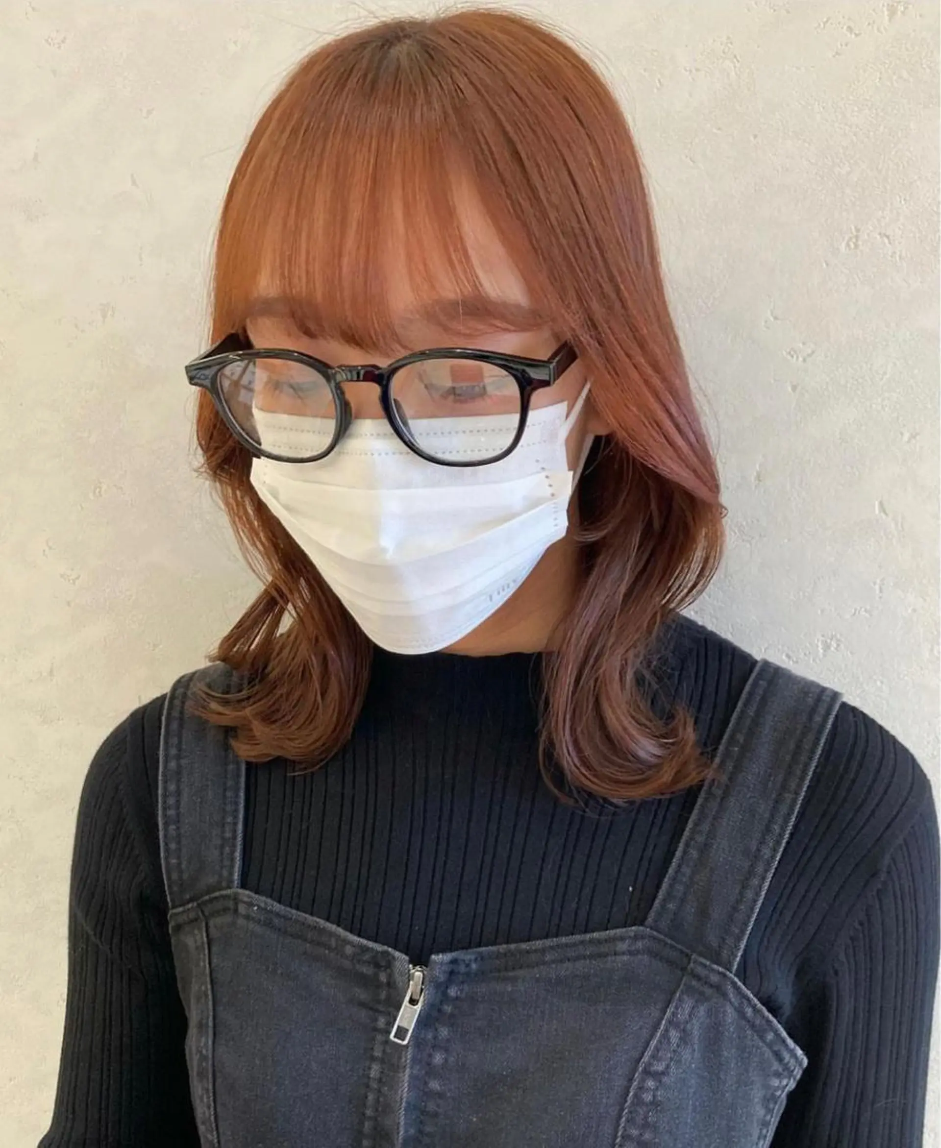 ミディアム ヘアアレンジ オレンジブラウン レイヤー/インナー カラー🦋ルイのヘアスタイル