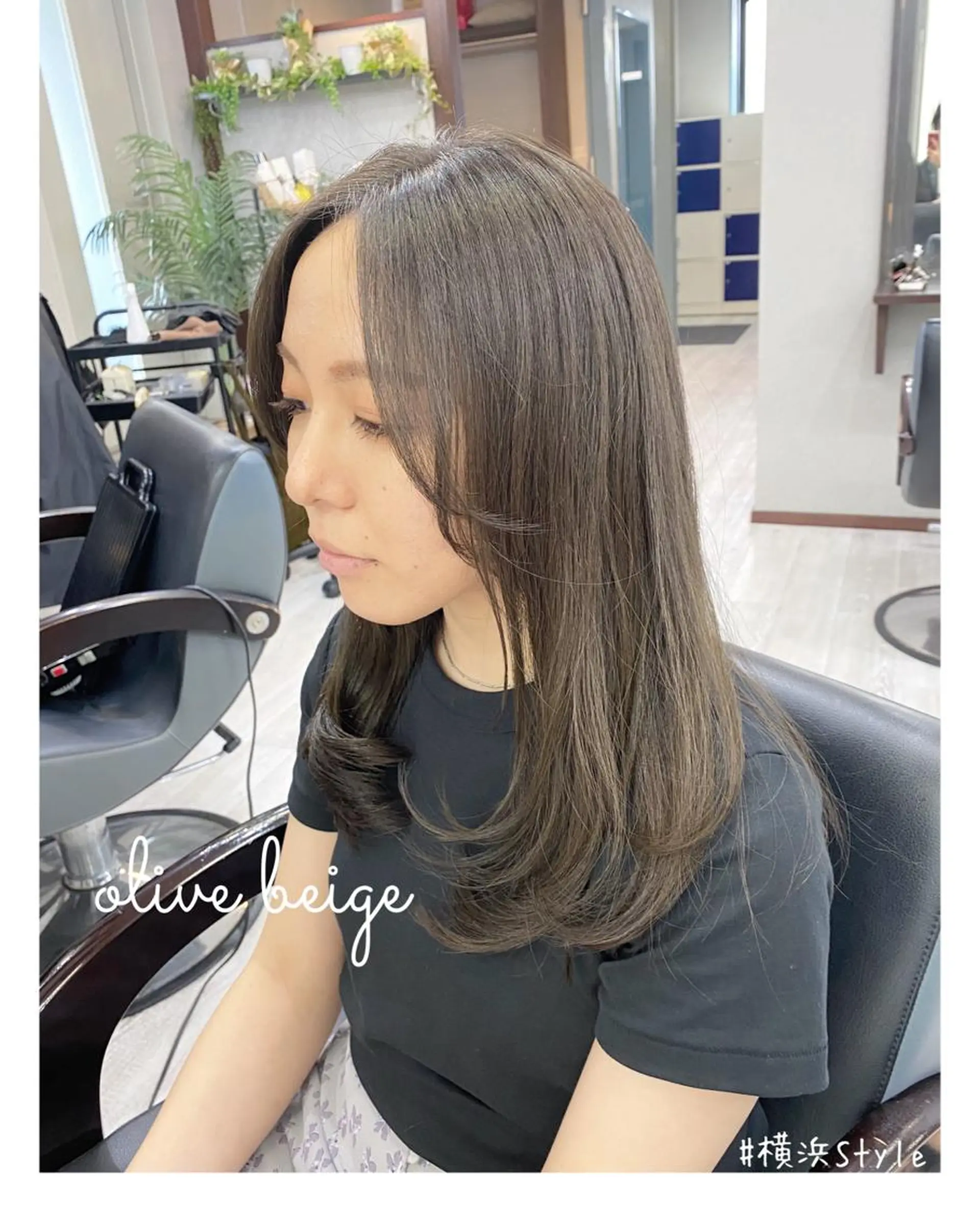 ロング カラー グレージュ オリーブグレージュ オリーブグレー ヘアカラー トリートメント ＊横浜駅＊ 金子 誠也のヘアスタイル