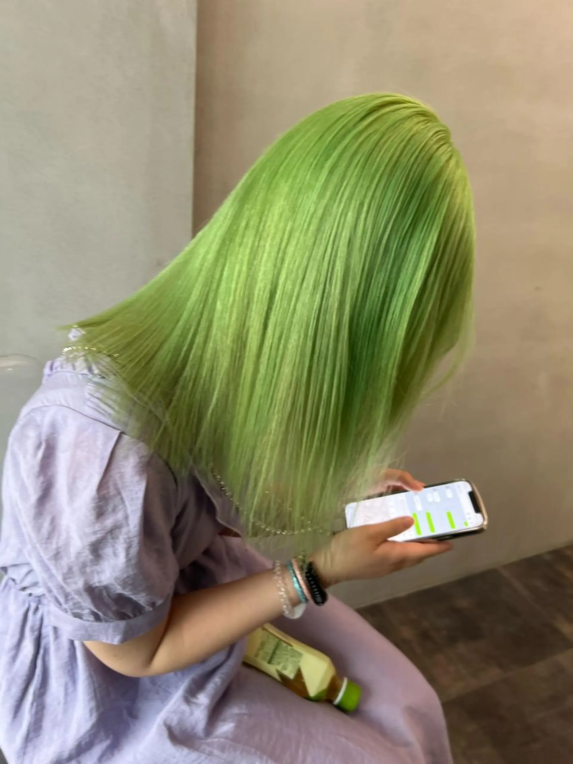 セミロング カラー ミント ミントグリーン esu 天満のヘアスタイル