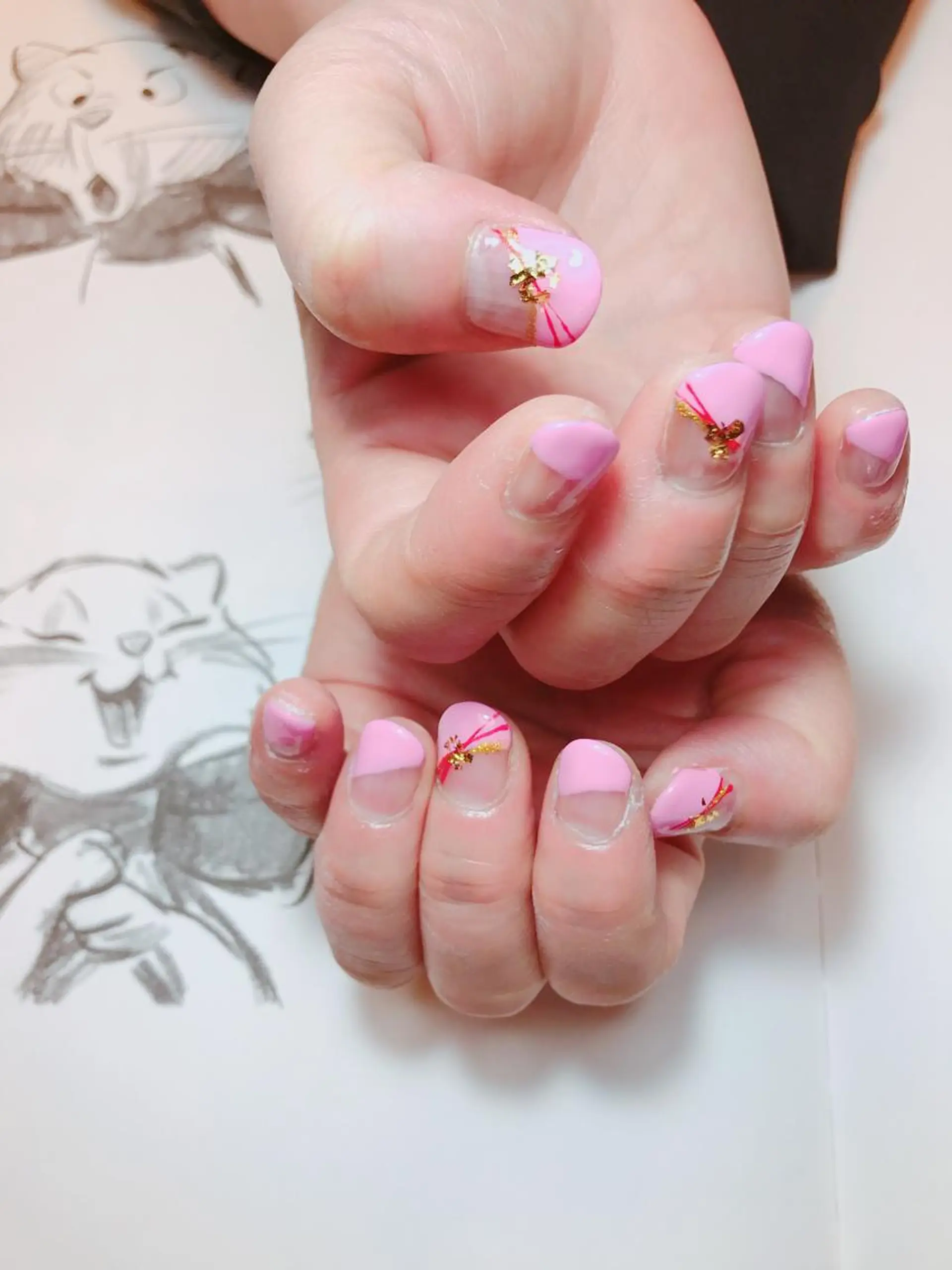 ネイル フレンチネイル 斜めフレンチ owlnail /持込みデザイン専門のネイルデザイン