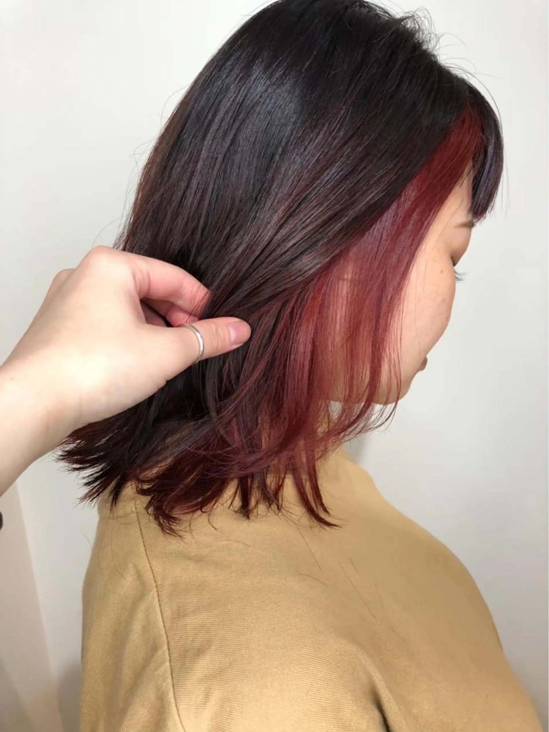 ミディアム カラー レッドカラー 小川 美奈のヘアスタイル