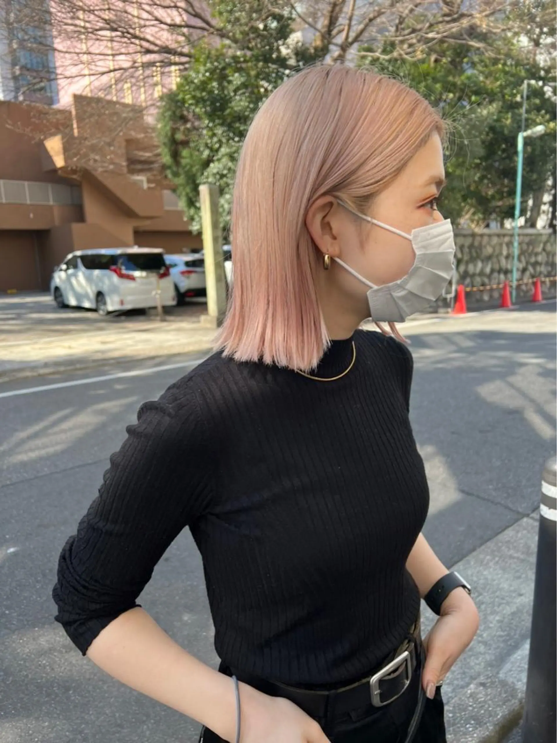 セミロング カラー ブリーチ ピンクカラー ヘアカラー トリートメント 岡本康平/ボブ /ブリーチ/レイヤーのヘアスタイル