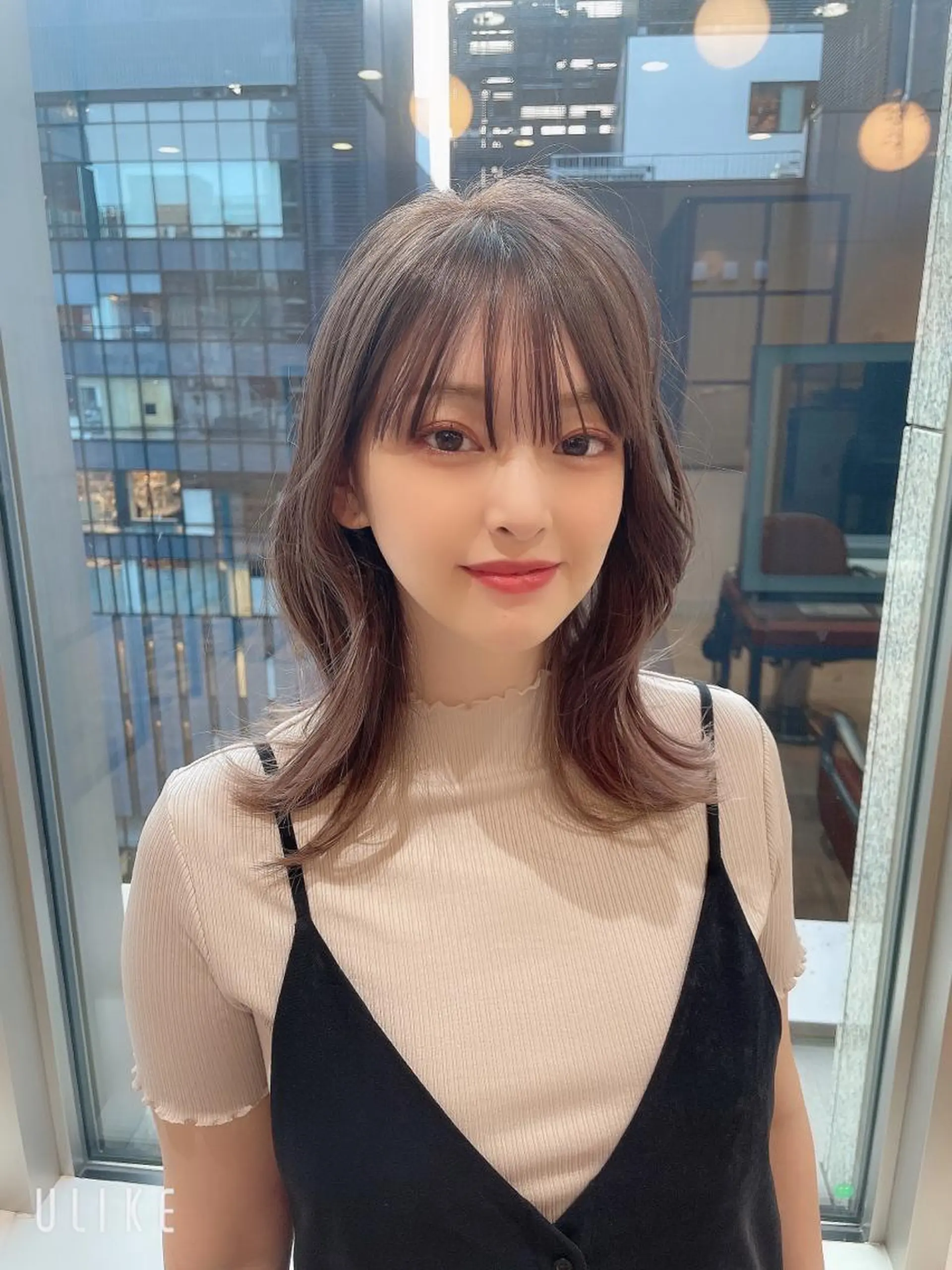 セミロング カラー アッシュ ベージュカラー ブリーチ ブラウンカラー ダブルカラー カット ヘアカラー トリートメント 💎小顔前髪&髪質 改善カラー💎片桐のヘアスタイル