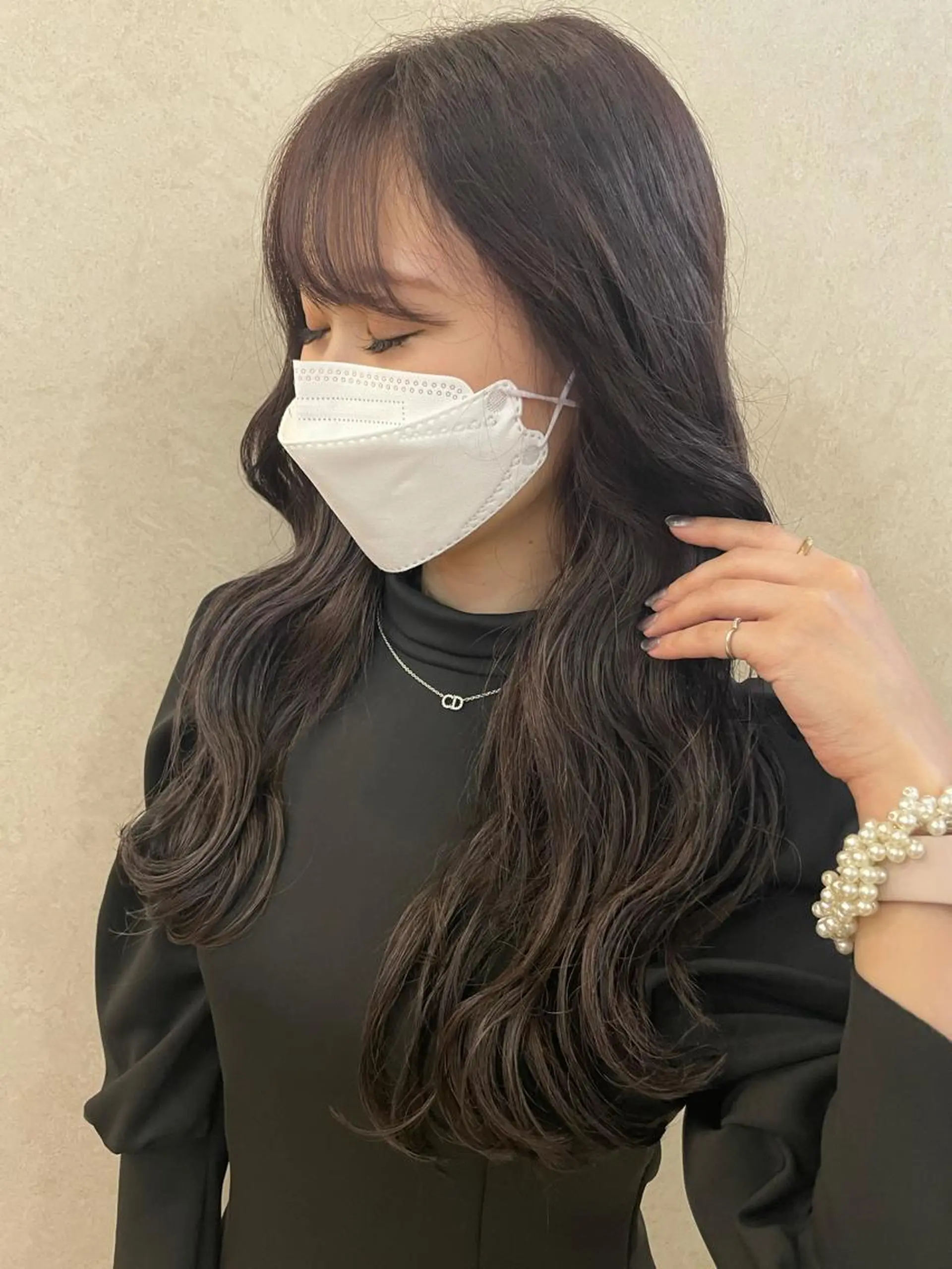 ロング カラー ヘアアレンジ シールエクステ ミストバング ブリーチ ダークグレー ダークグレージュ 🦋高瀬寛菜🦋 韓国/ブリーチのヘアスタイル