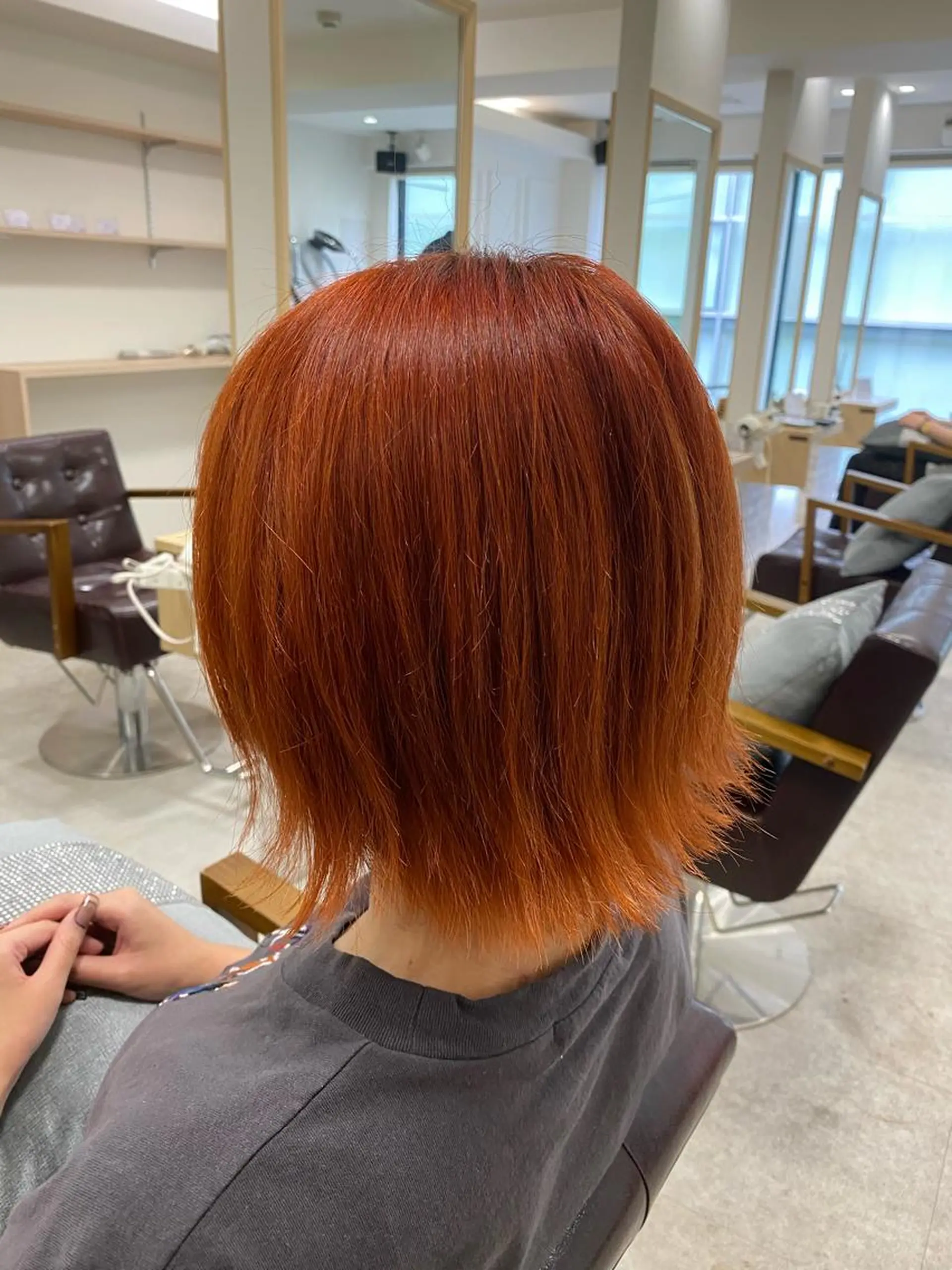 ショート カラー ブリーチ オレンジ 韓国風ヘア マンツーマン/透明感 foi hairのヘアスタイル