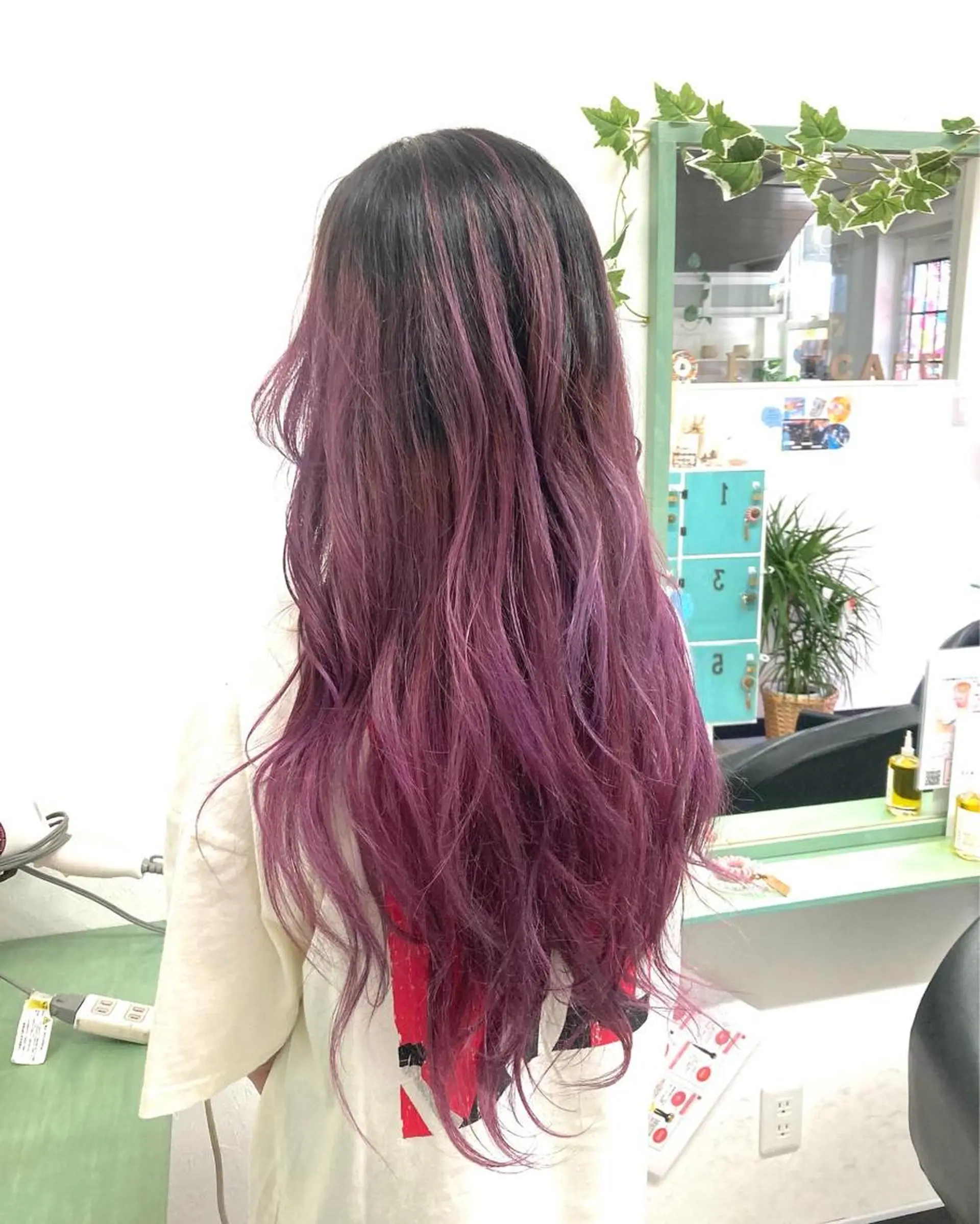 ロング カラー パーマ ヘアアレンジ ピンクカラー ピンクパープル パープルカラー 髪質改善✧︎カラー 💎AIM【アイム】のヘアスタイル