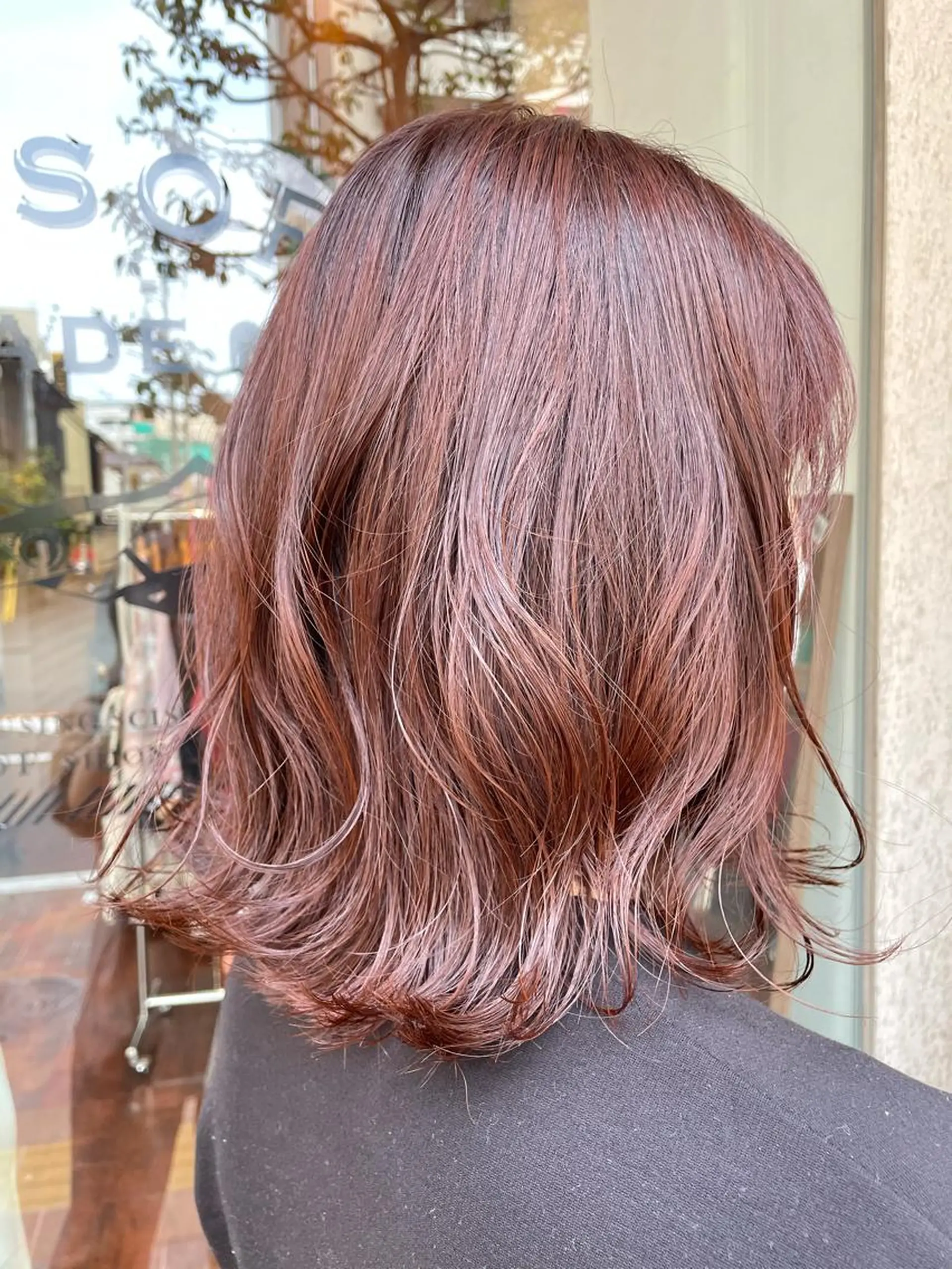 ミディアム カラー ブラウンカラー オレンジ オレンジブラウン CoCooN 店長 さのえみのヘアスタイル