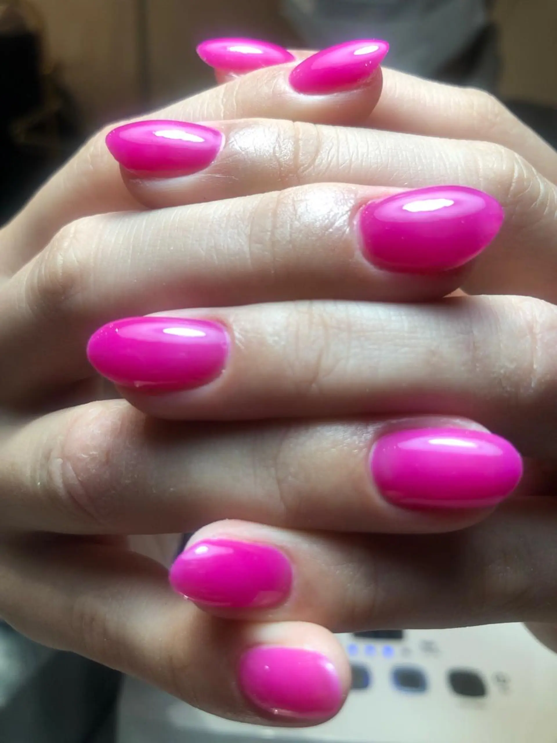 ネイル ジェルネイル ワンカラーネイル ピンク bijou nails　蓮のネイルデザイン