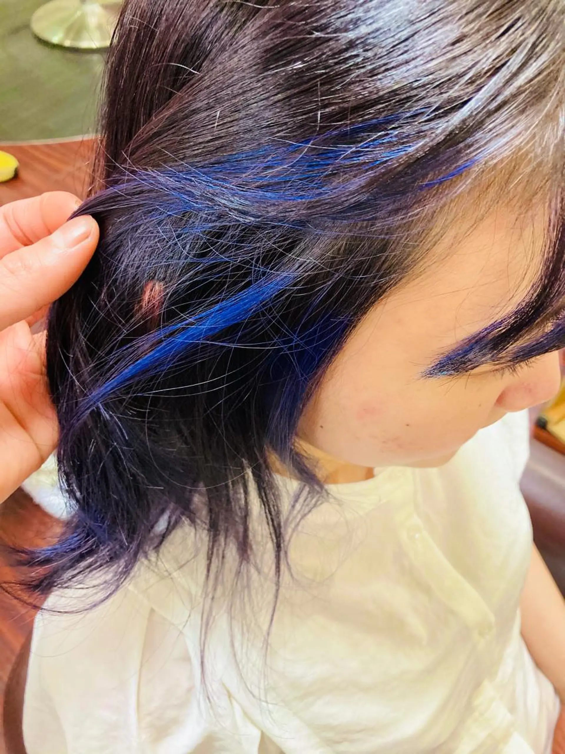 ミディアム カラー ミストバング ブルーカラー  フェイスフレーミング 💎韓国カラー Giness坂下巧のヘアスタイル