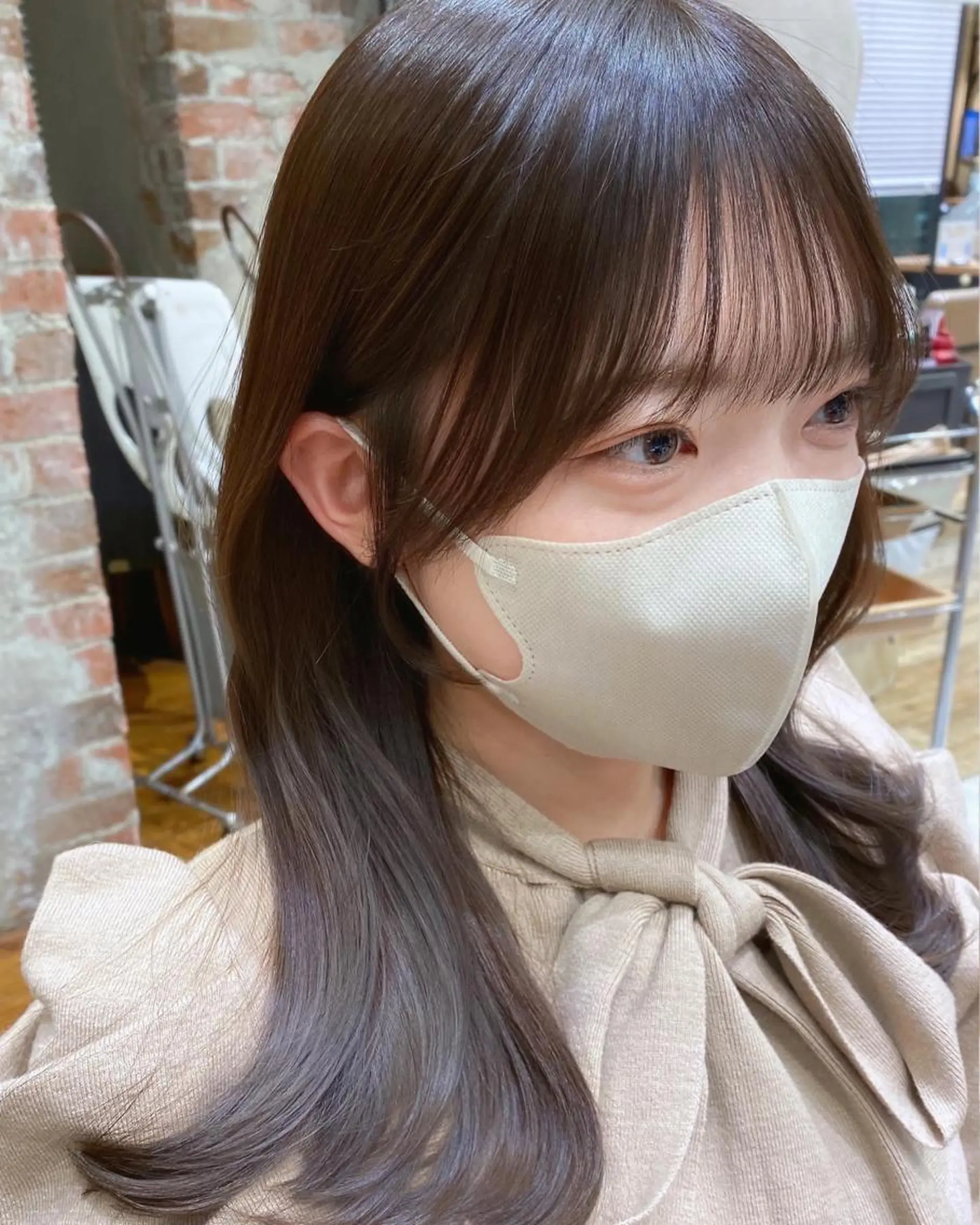 セミロング カラー 顔まわりカット🌟 くびれヘア/寺門遥輝のヘアスタイル