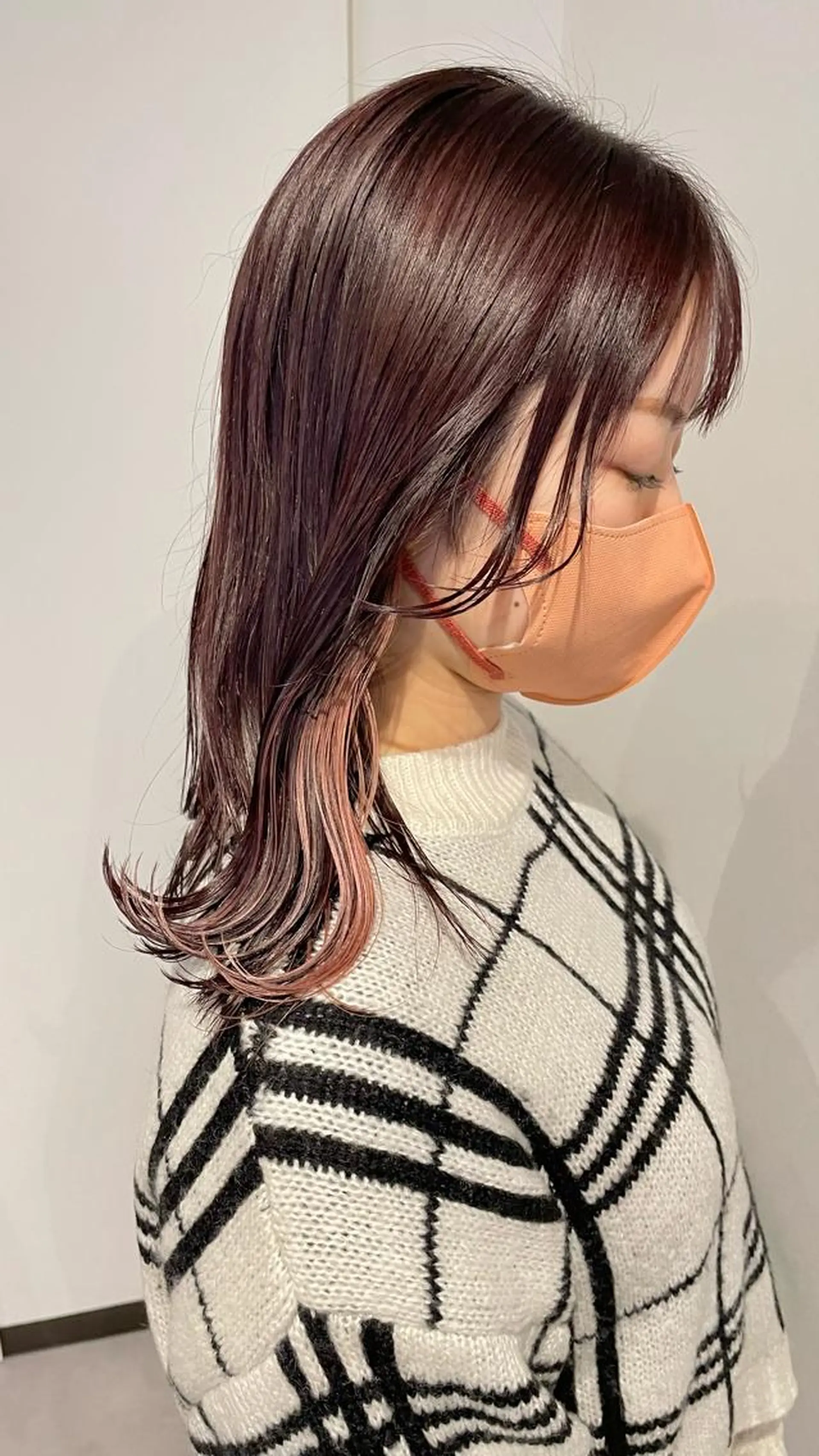 ミディアム カラー ベージュカラー インナーカラー ピンクカラー ピンクベージュ カット ヘアカラー 👑髪質改善カラー 中垣斗希のヘアスタイル