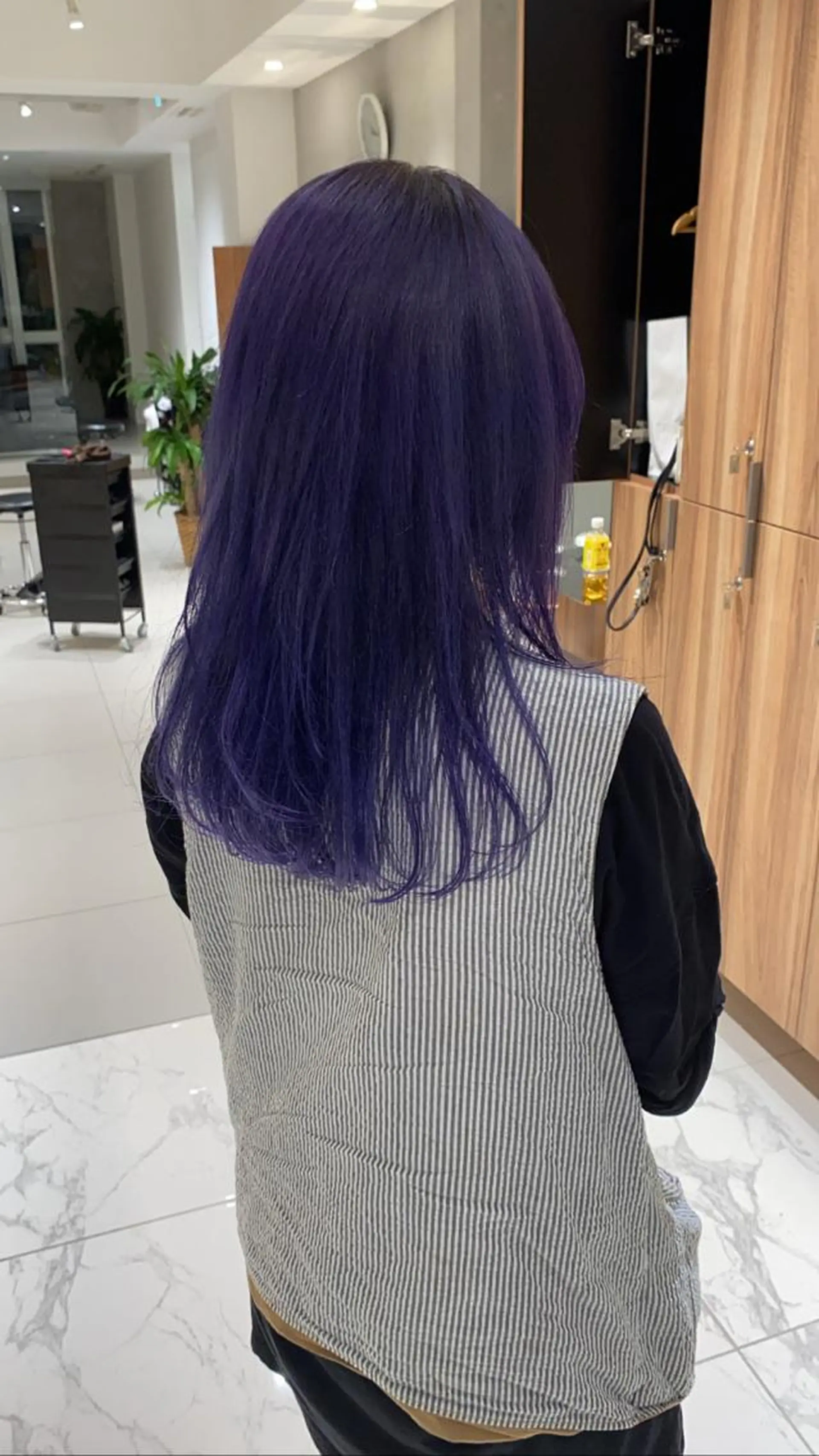 ロング カラー ハイトーンカラー ブリーチなし 寒色カラーのヘアスタイル