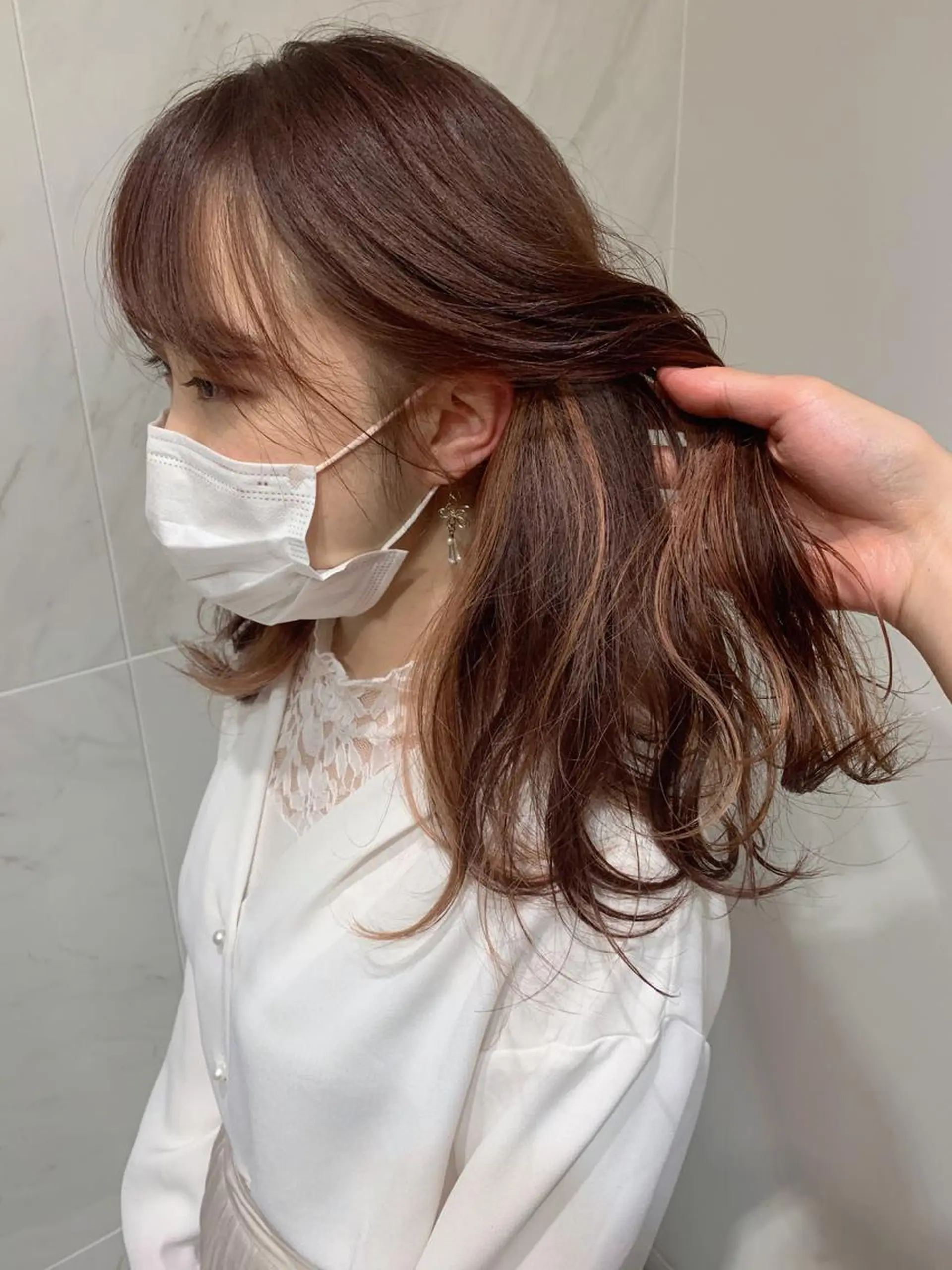 ミディアム カラー ピンクカラー チバ タクミのヘアスタイル