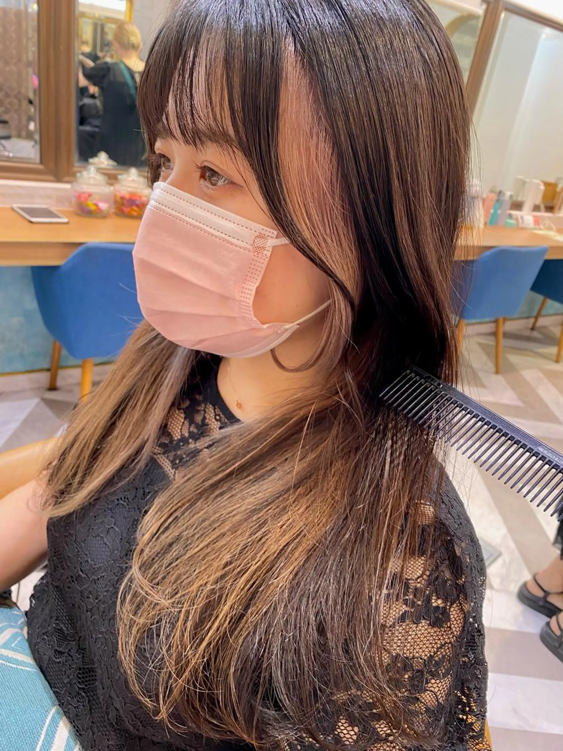 ミディアム カラー カット ヘアカラー トリートメント 顔周り/ブリーチなし /縮毛矯正🫧伊勢のヘアスタイル