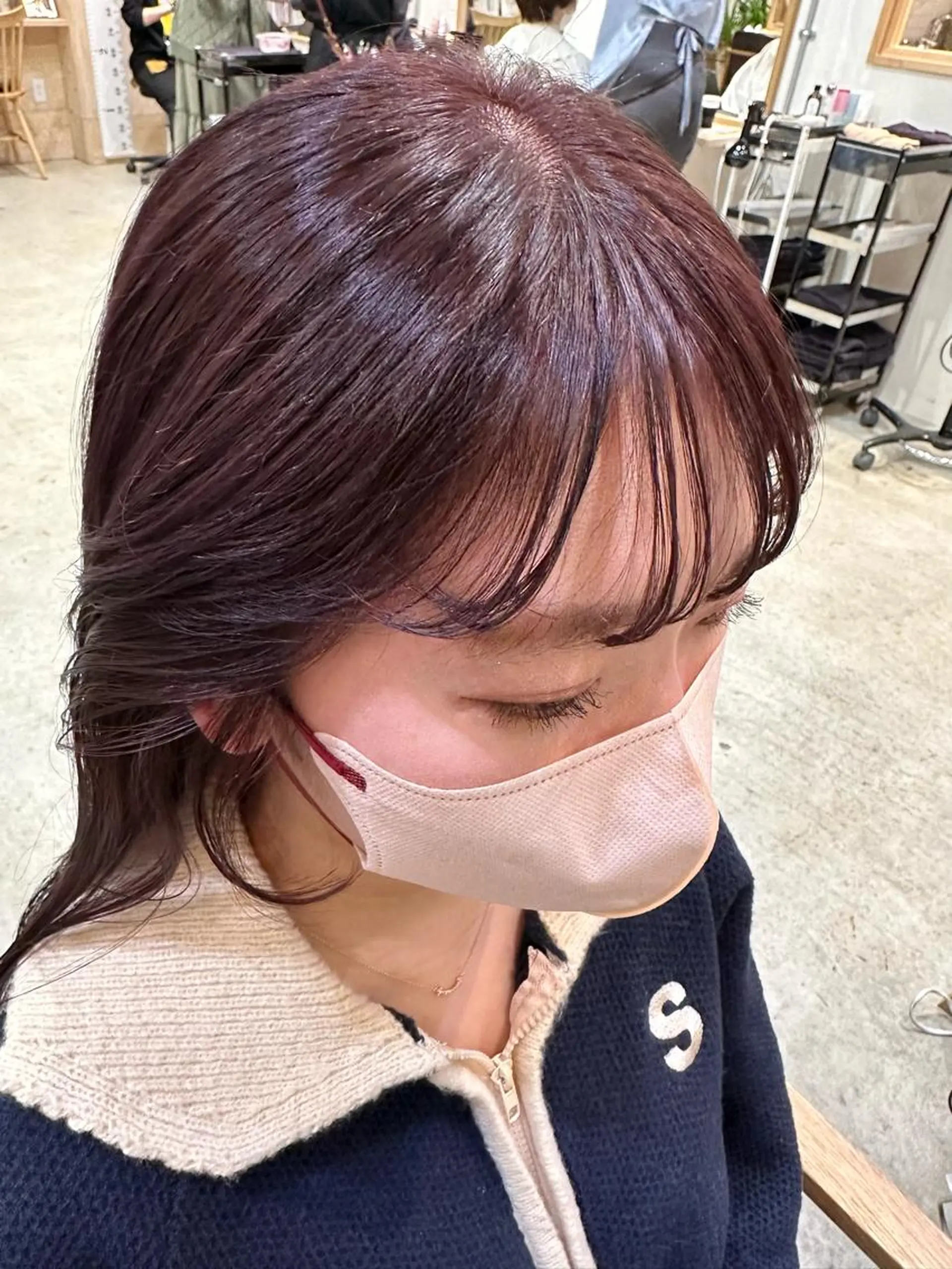 ミディアム カラー パーマ ヘアアレンジ ラベンダーカラー ラベンダーピンク ピンクカラー ピンクラベンダー ボブ/レイヤー/ニュ アンスパーマ/小夏のヘアスタイル