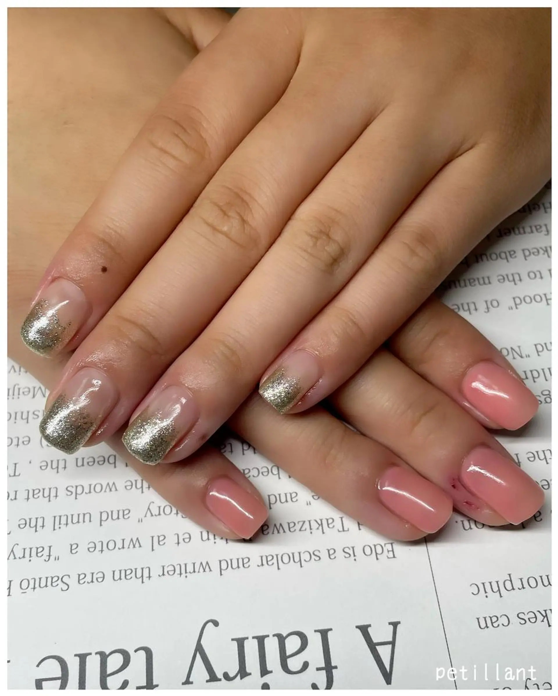 ネイル クリアネイル ラメ(グリッター) ラメグラデーション ピンク シルバー nail salon petillantのネイルデザイン