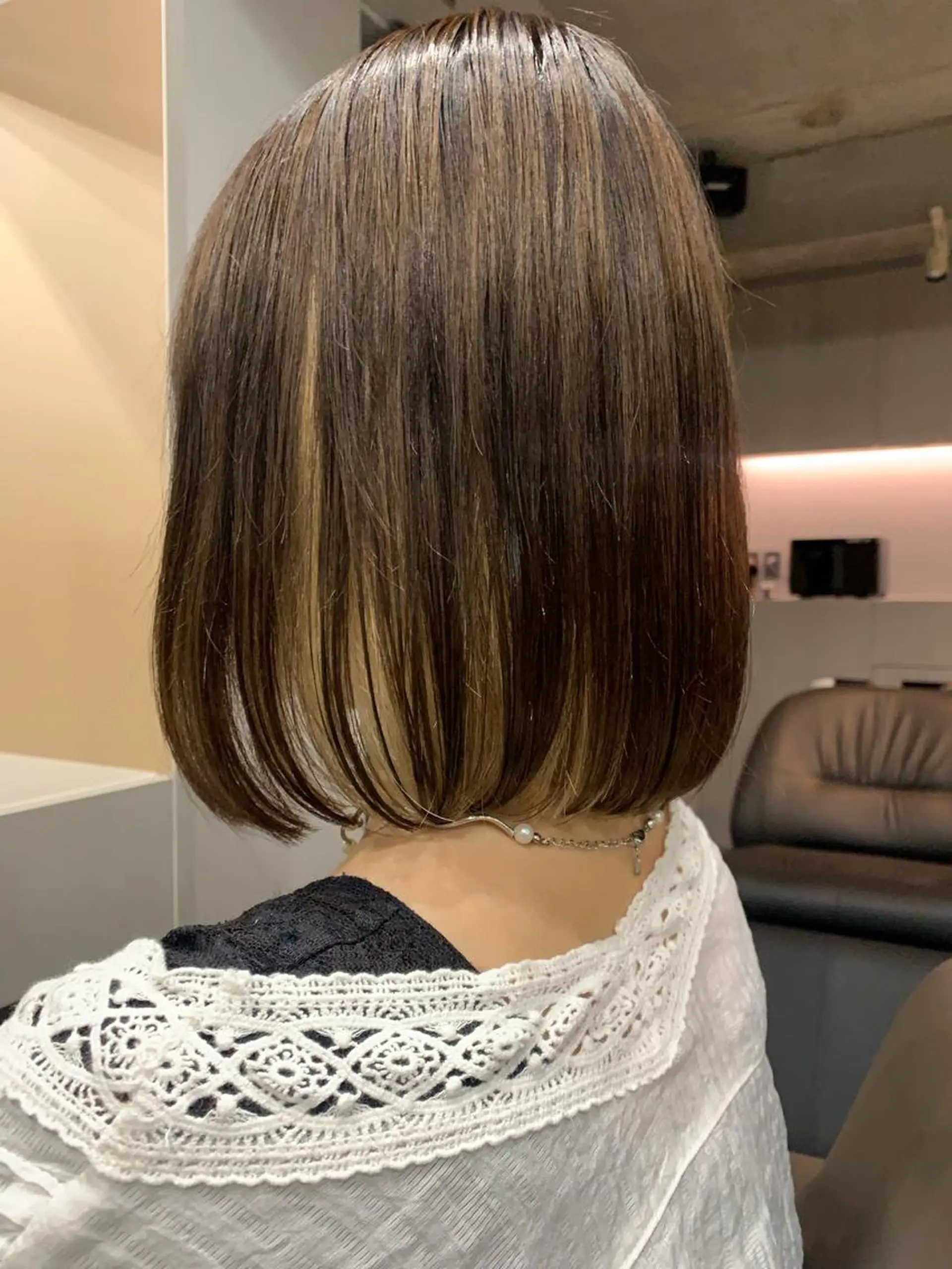 ミディアム カラー ボブパーマコテ巻き風 パーマNo1深江秀平のヘアスタイル
