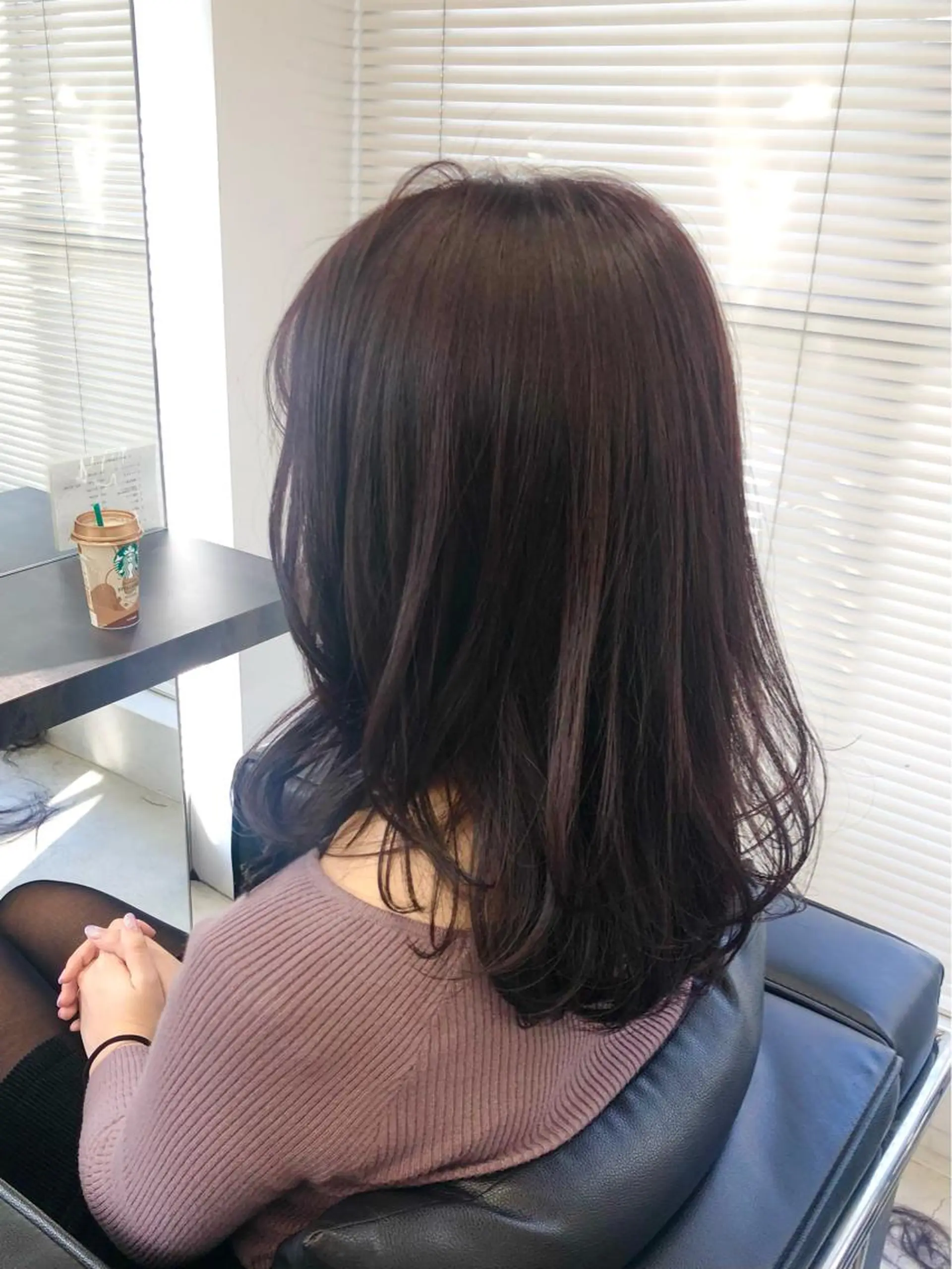 セミロング パープルカラー カット ヘアカラー トリートメント 🌼渋谷韓国レイヤー 桑尾幸奈🌼のヘアスタイル