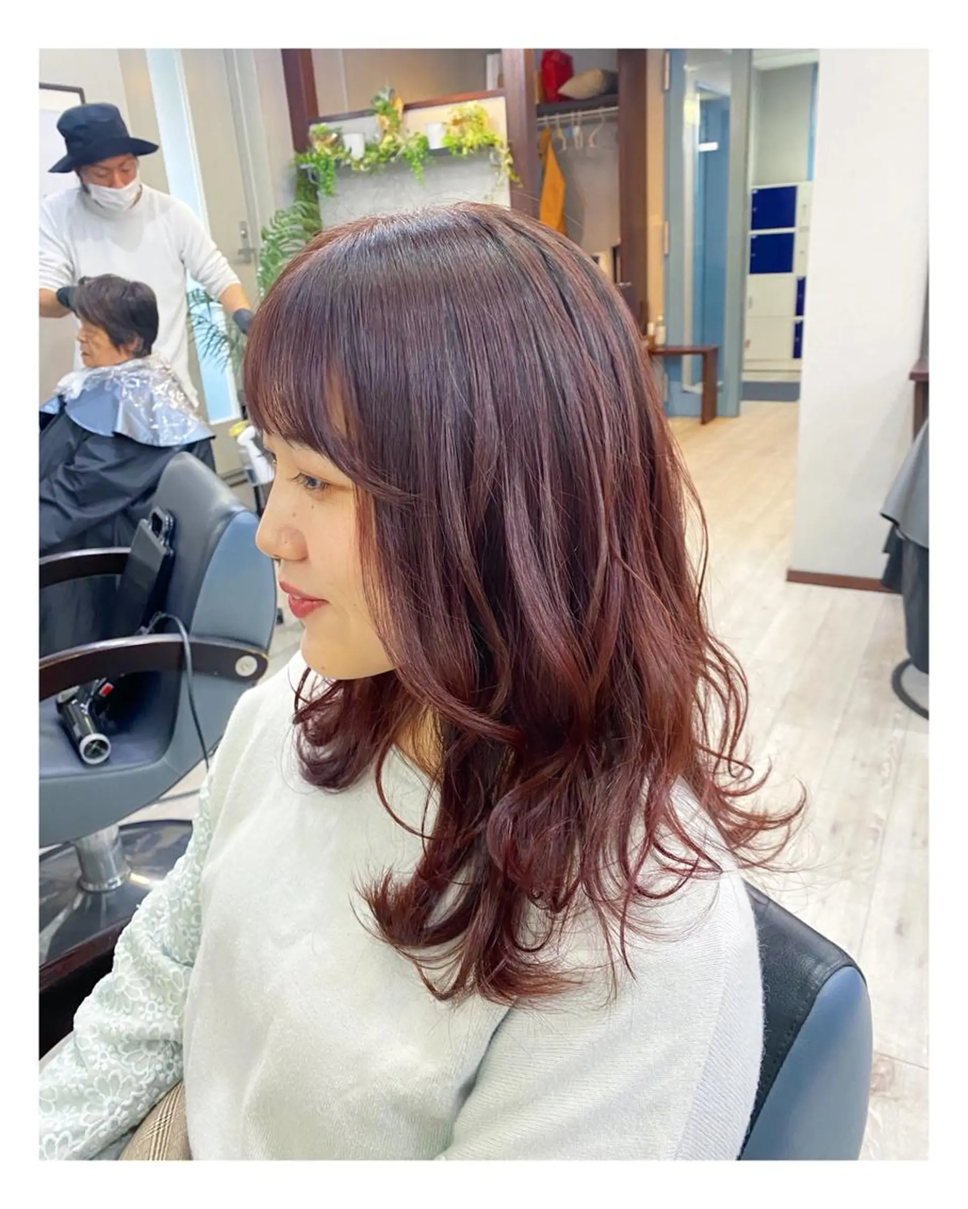セミロング カラー ブリーチ ブリーチなしカラー レッドカラー ヘアカラー トリートメント ＊横浜駅＊ 金子 誠也のヘアスタイル